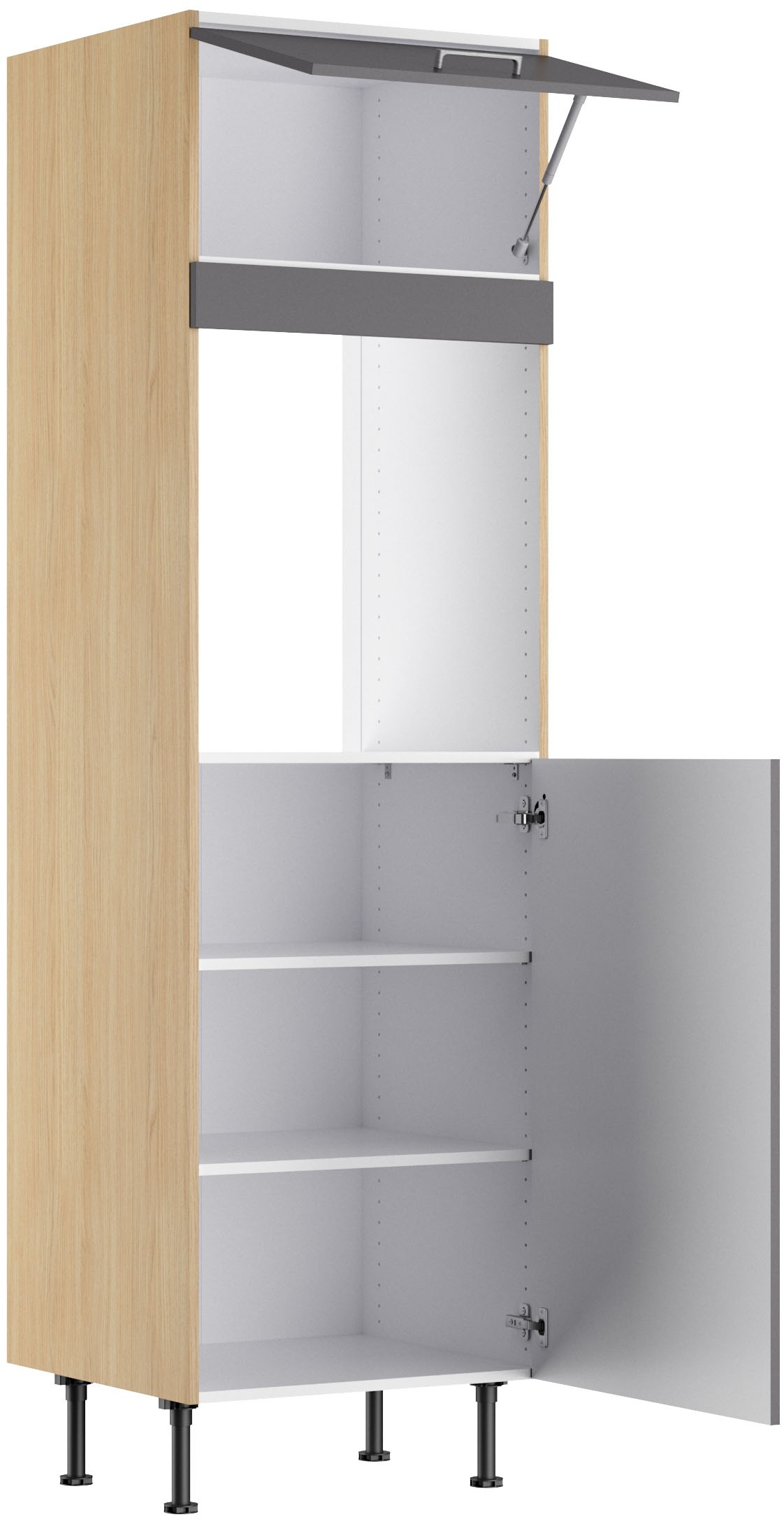 KOCHSTATION Backofenumbauschrank »KS-Lucy« Breite 60 cm, mit 1 Tür, 1 Klappe, Soft-Close, höhenverstellbare Füße