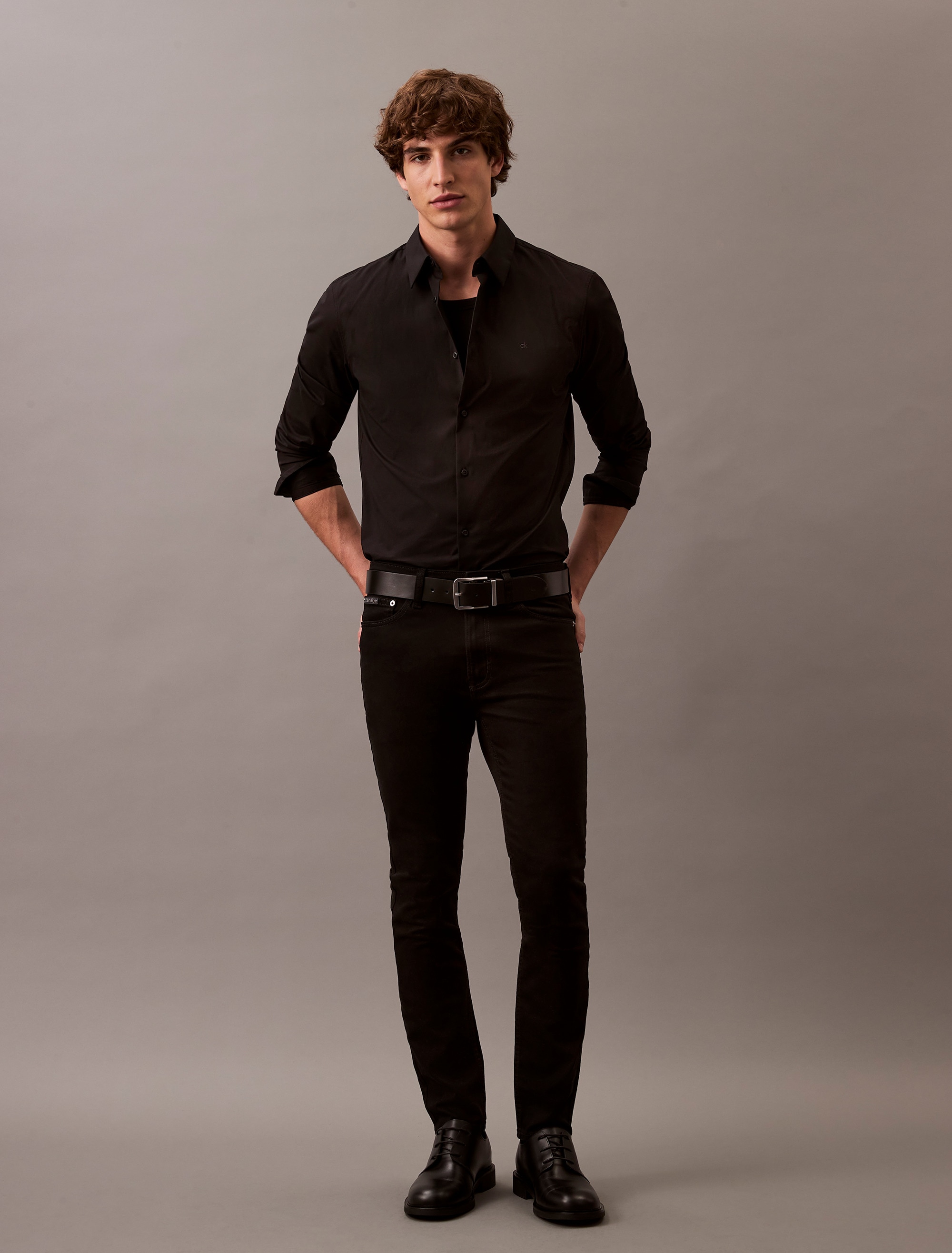 Calvin Klein Langarmhemd »LONG SLEEVE SOLID STRETCH SLIM SHIRT«, in Unifarbe