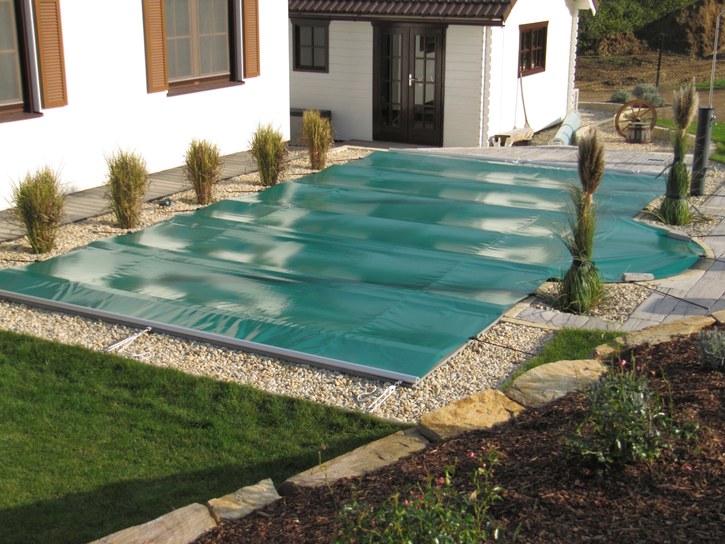 KWAD Pool-Abdeckplane, Rollabdeckung,BxL: 450x850 cm, grau