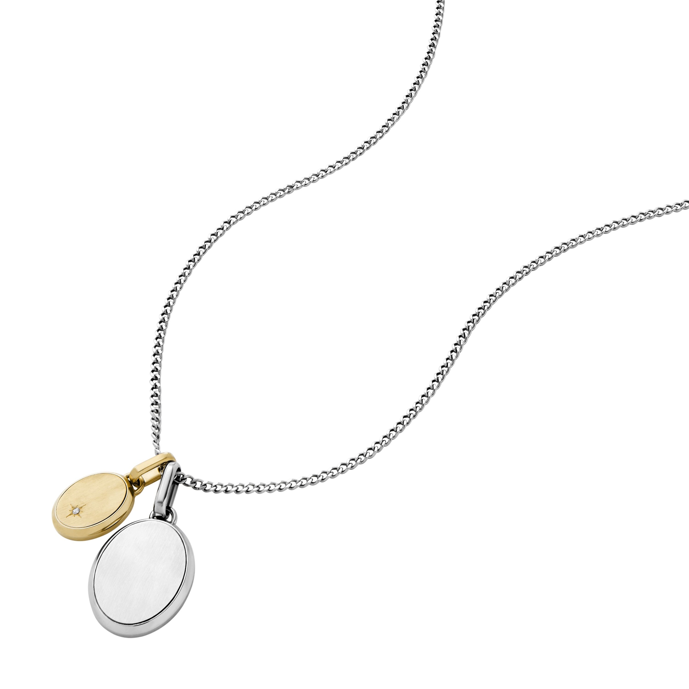 Fossil Kette mit Anhänger »Schmuck Geschenk Edelstahl DREW Bicolor«, (Set, 3 tlg.), mit Glasstein