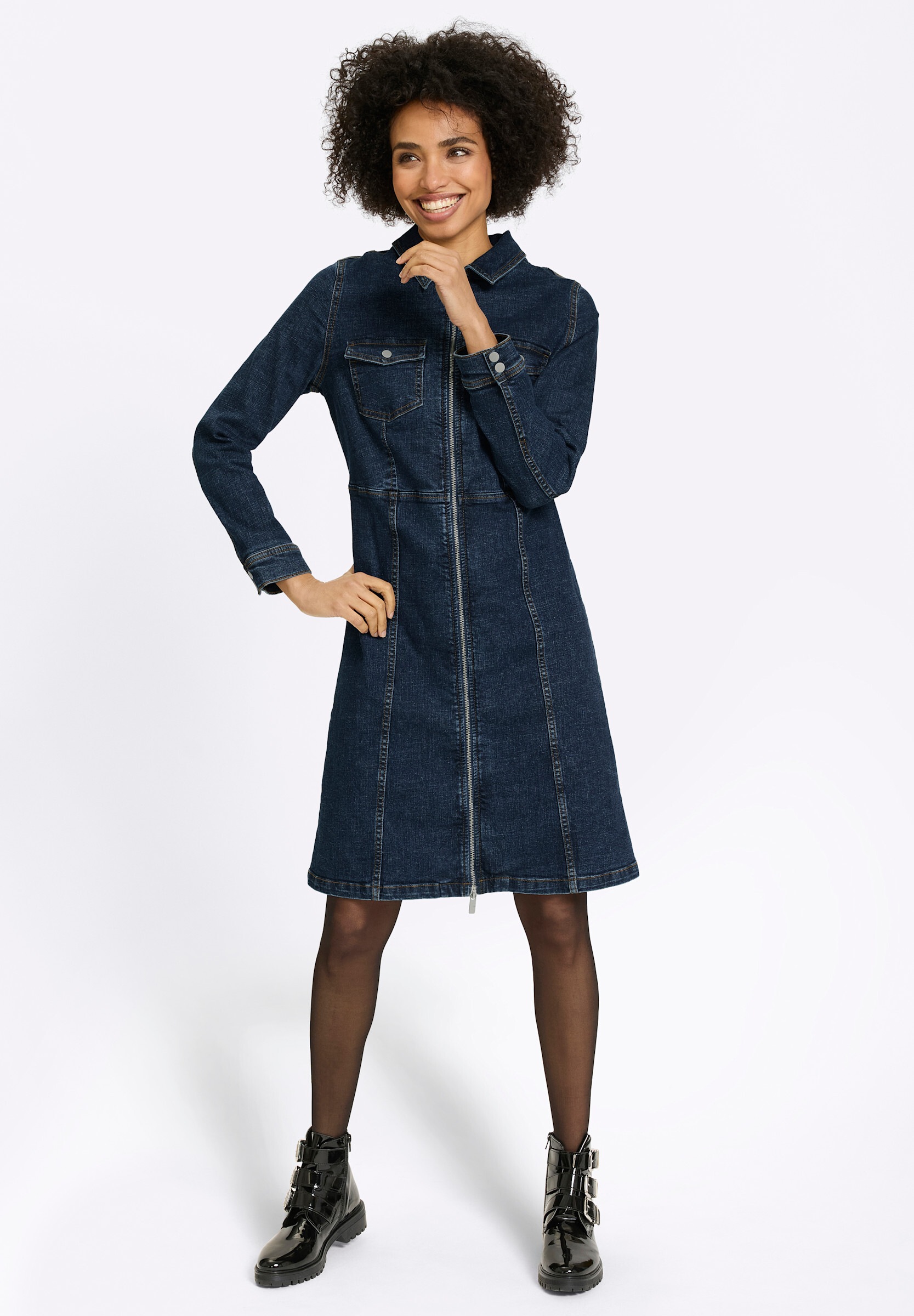 heine Jeanskleid »Jeans-Kleid Jeanskleid mit Hemdkragen« Brusttasche