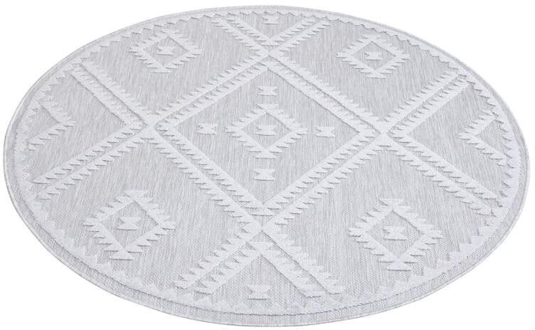 Carpet City Teppich »In-& Outdoorteppich Santorini 454, 3D-Effekt, Raute-Optik«, rund, 5 mm Höhe, Wetterfest & UV-beständig für Terrasse, Balkon, Küche, Flur