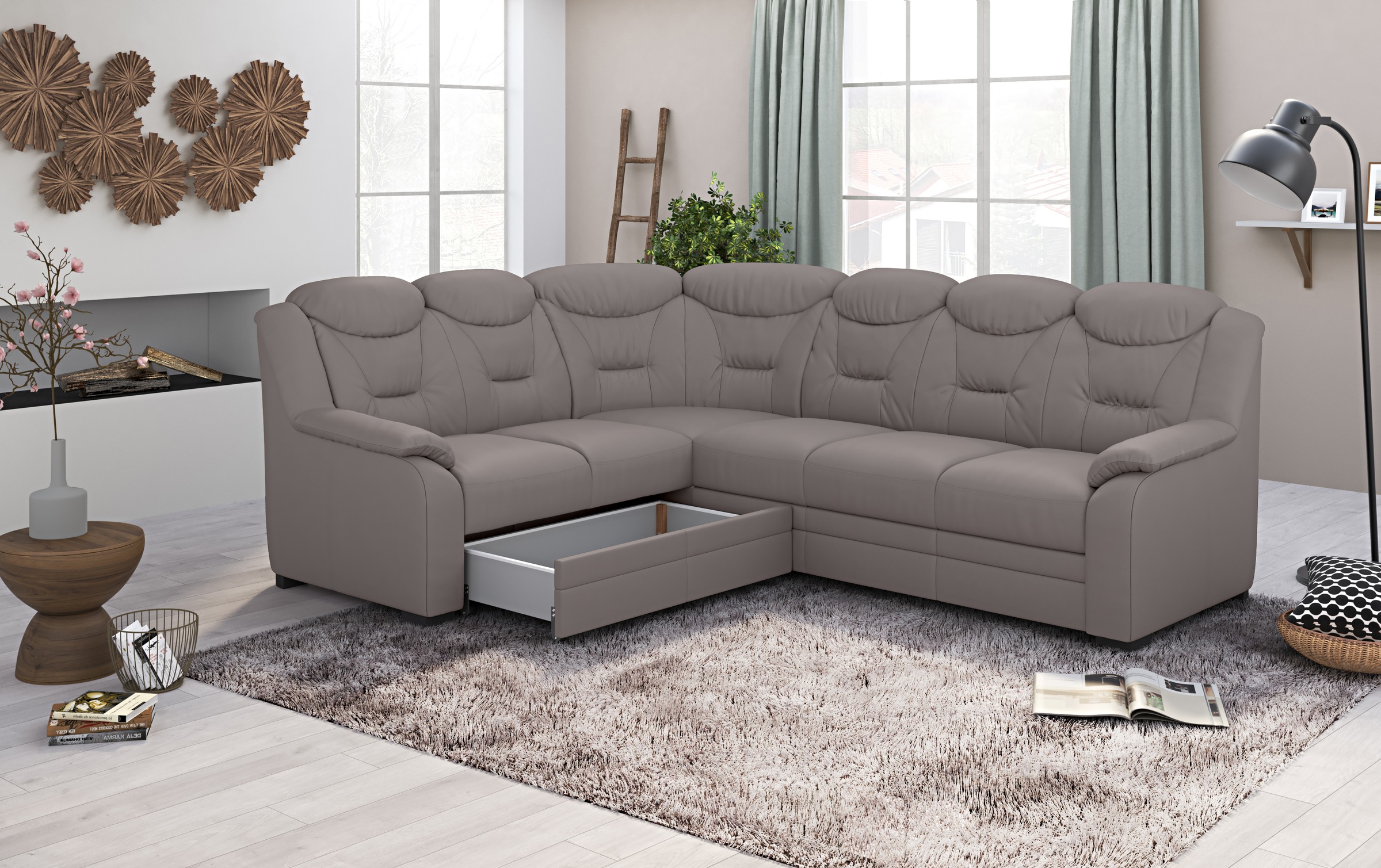COTTA Ecksofa »Marcus L-Form«, Bequemes Ecksofa in klassischem Design mit hoher Rückenlehne