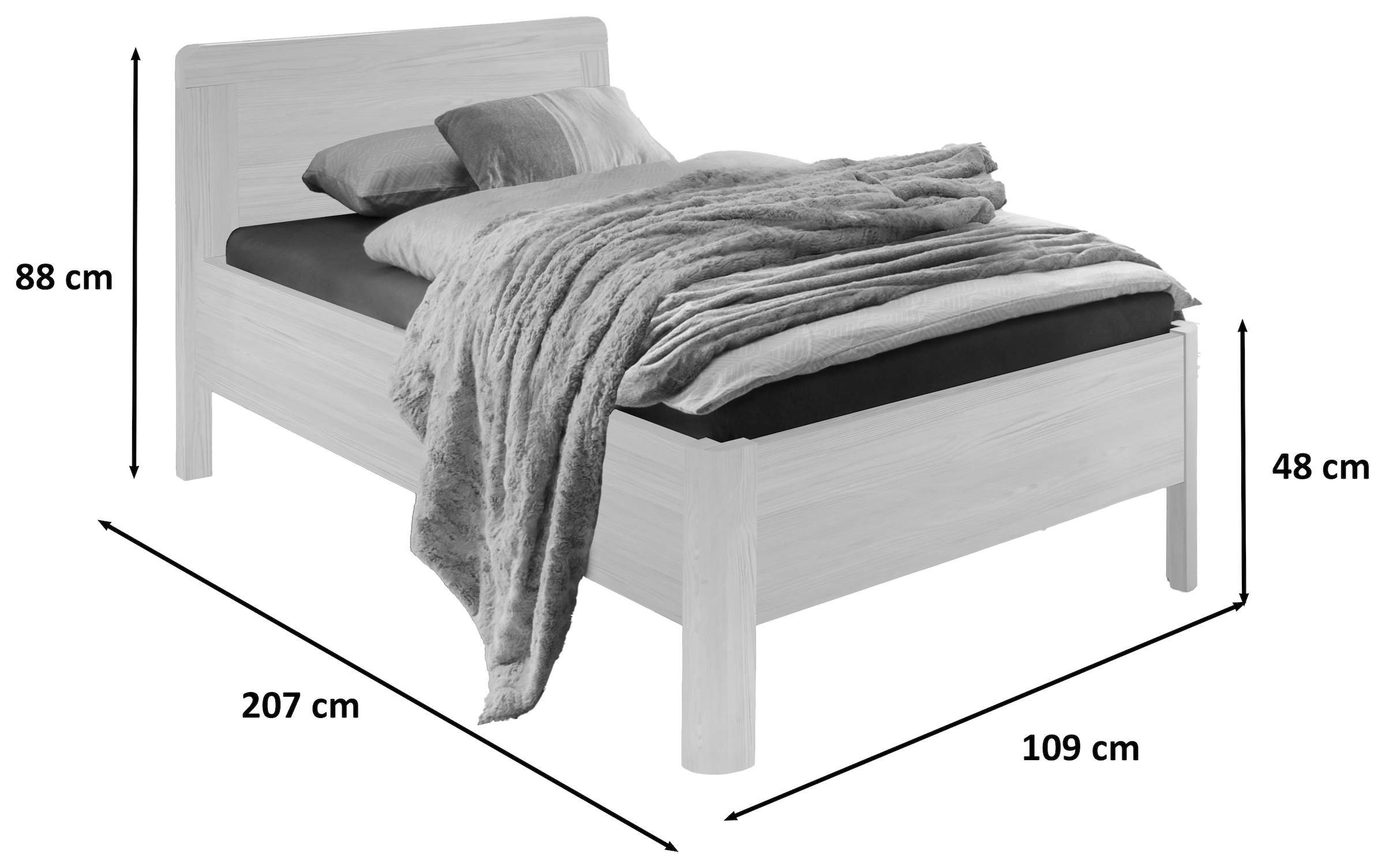 WIEMANN Holzbett »Bern, Bettgestell, Bettrahmen, für Schlafzimmer« 4-fache Liegehöhenverstellung, MADE IN GERMANY,  verschiedene Größen und Farben, in Komforthöhe