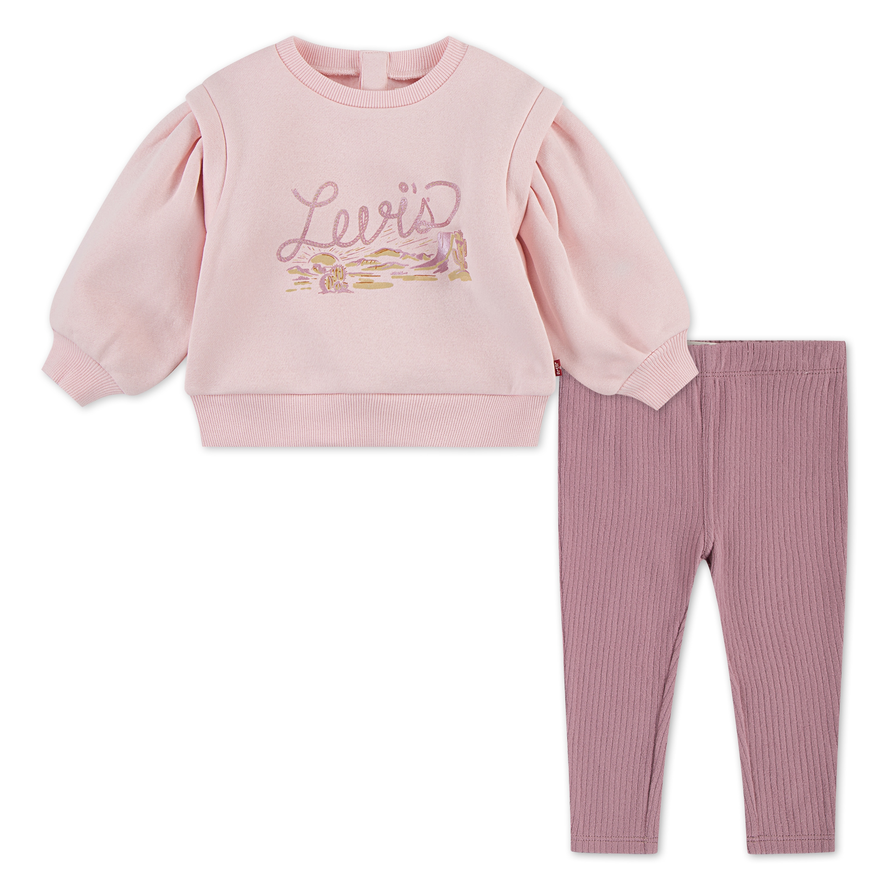 Levi's Kids Mädchen Neugeborenen-Geschenkset »LVG BLOUSON SLEEVE CREW« Set in rosa, Größe 3M (62)