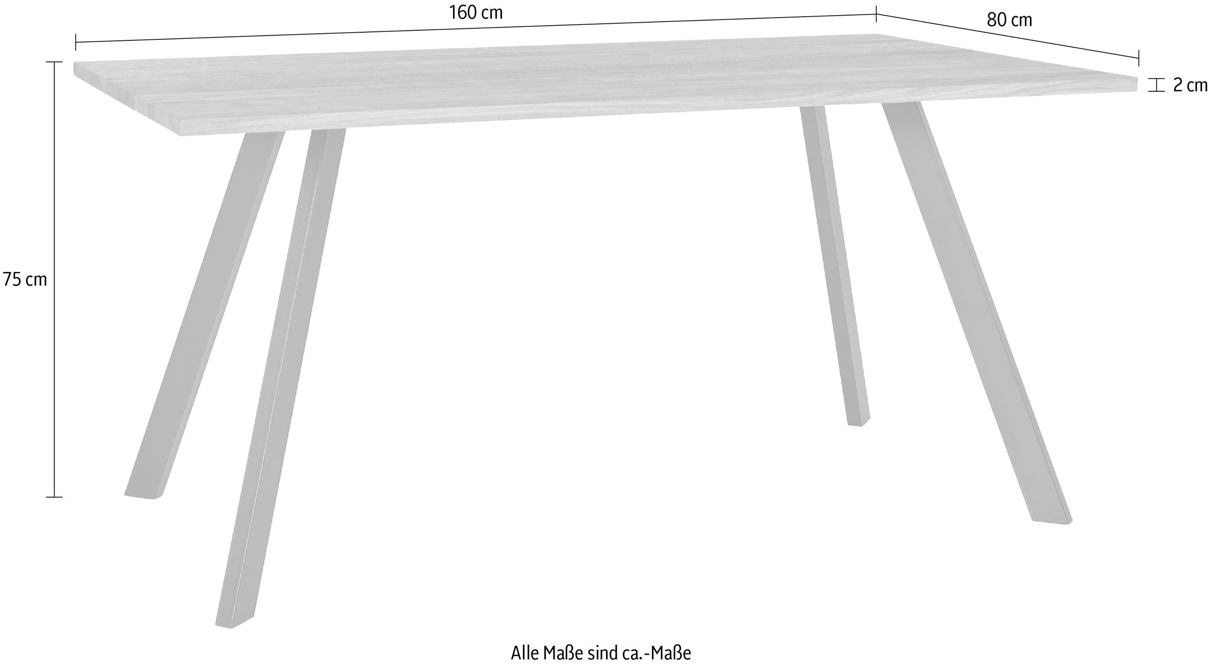 andas Esstisch, Tischplatte aus massiver Eiche, FSC®- Massivholz, Gestell aus Metall