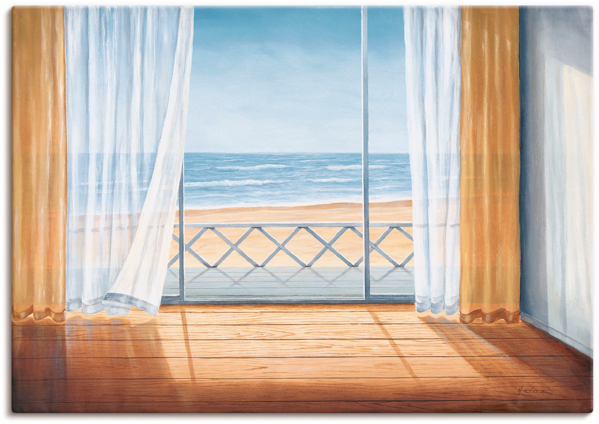 Wandbild »Terrasse mit Meerblick«, Fensterblick, (1 St.), als Alubild, Outdoorbild,...