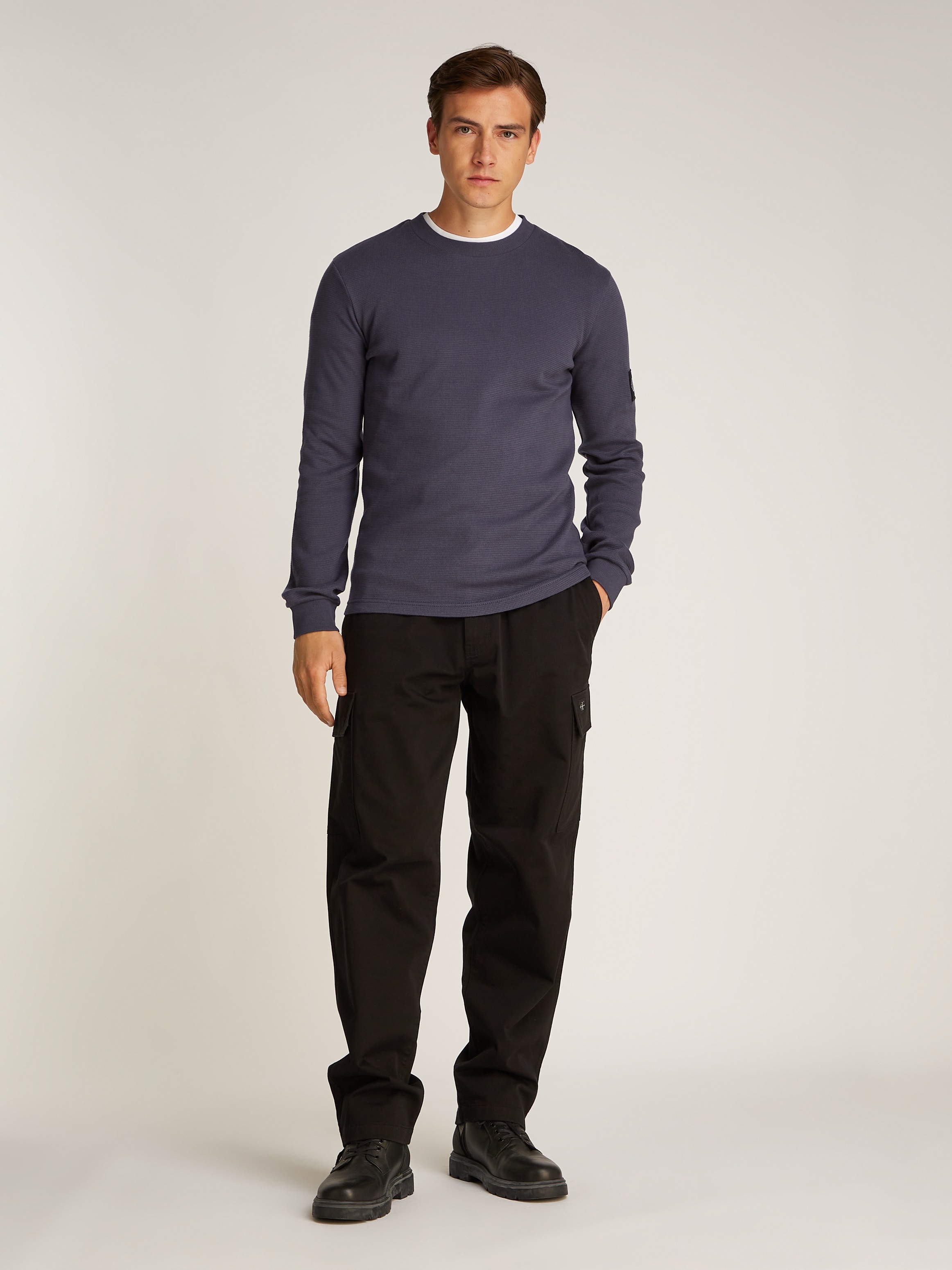 Calvin Klein Jeans Langarmshirt »BADGE WAFFLE LS TEE«, mit Logopatch