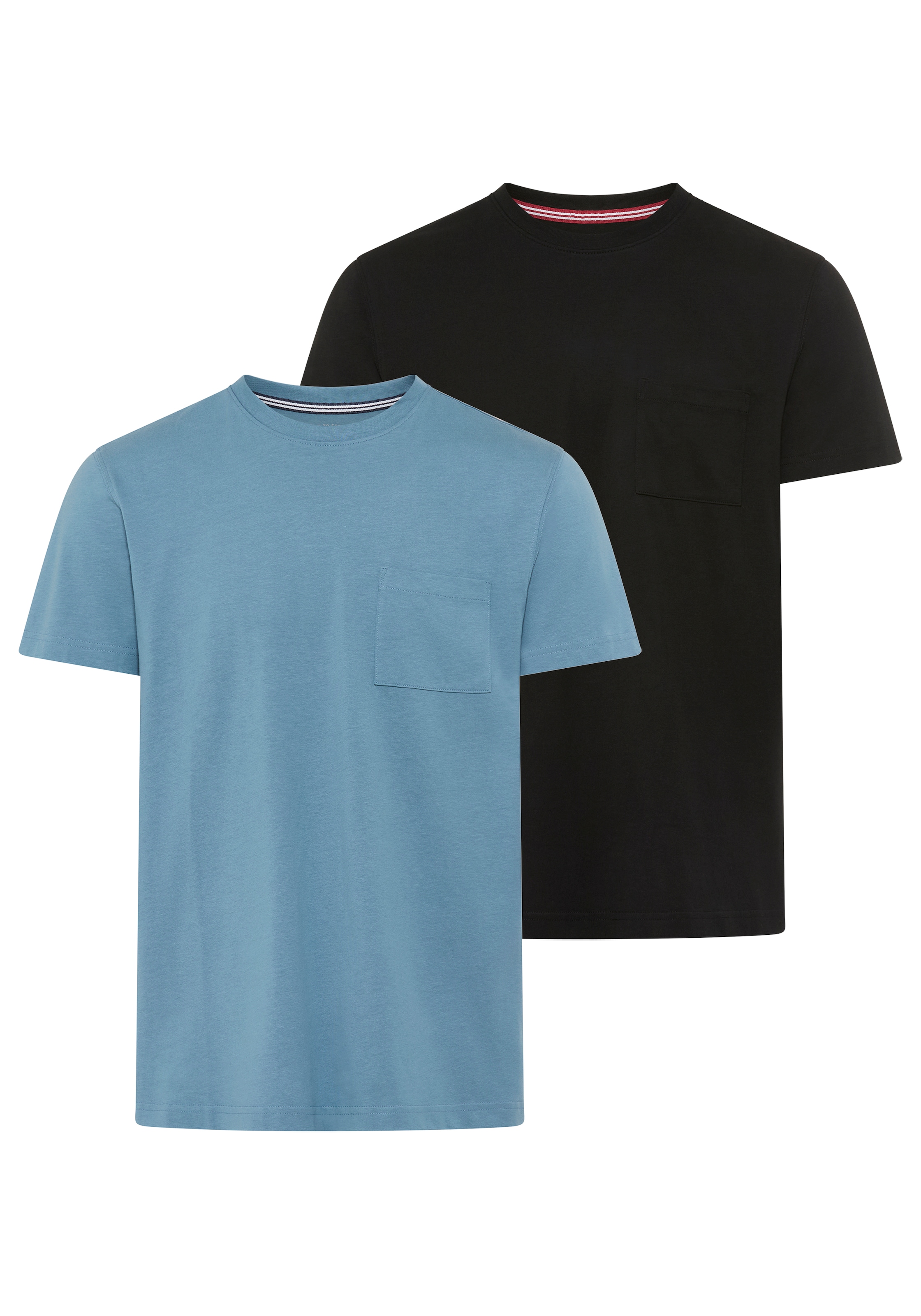 Man's World Rundhalsshirt »Neue Kollektion!« Regular Fit, kurzarm, mit Brusttasche, unifarben