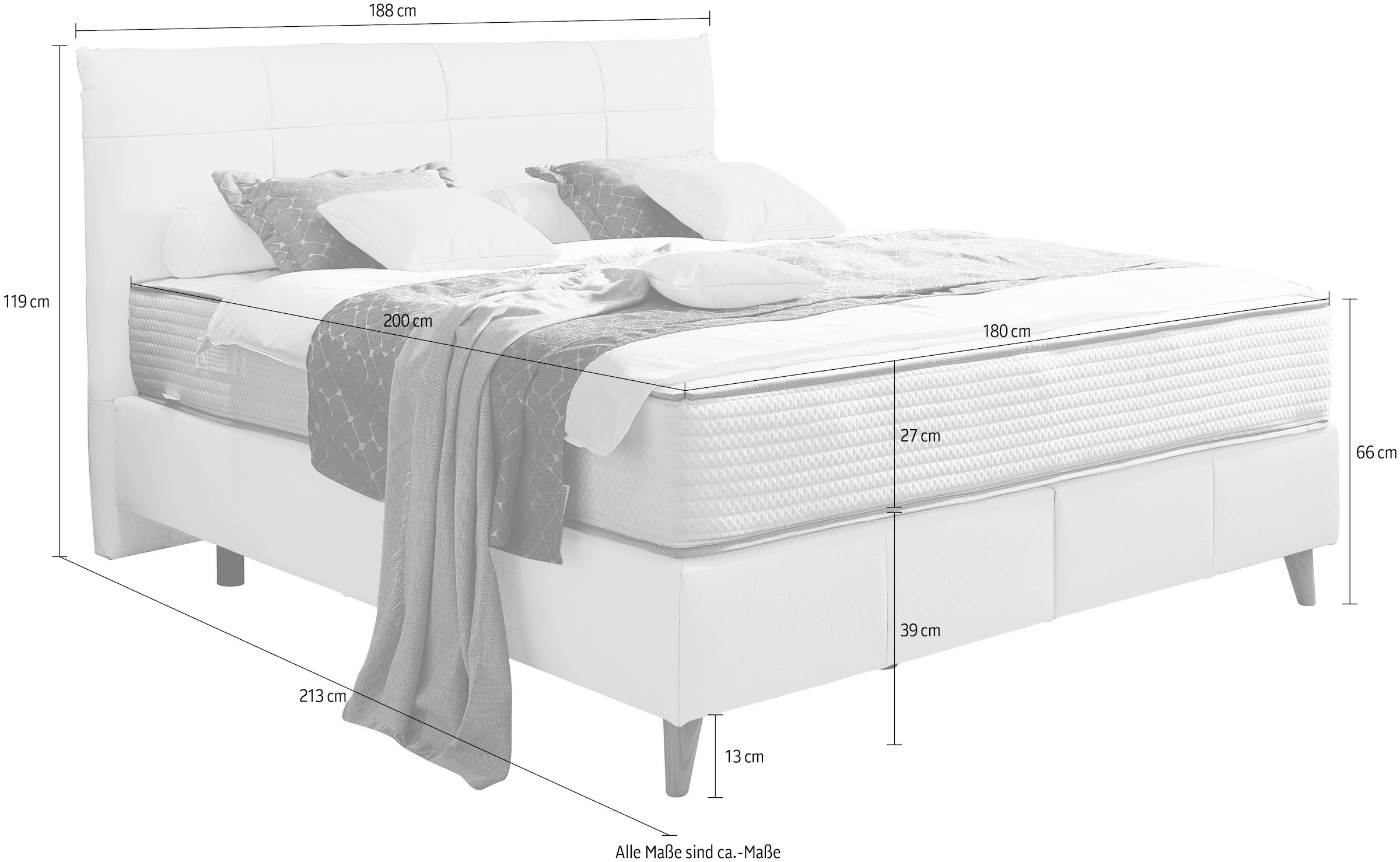 ADA trendline Boxspringbett »Melida«, inkl. Matratze in verschiedenen Härtegraden