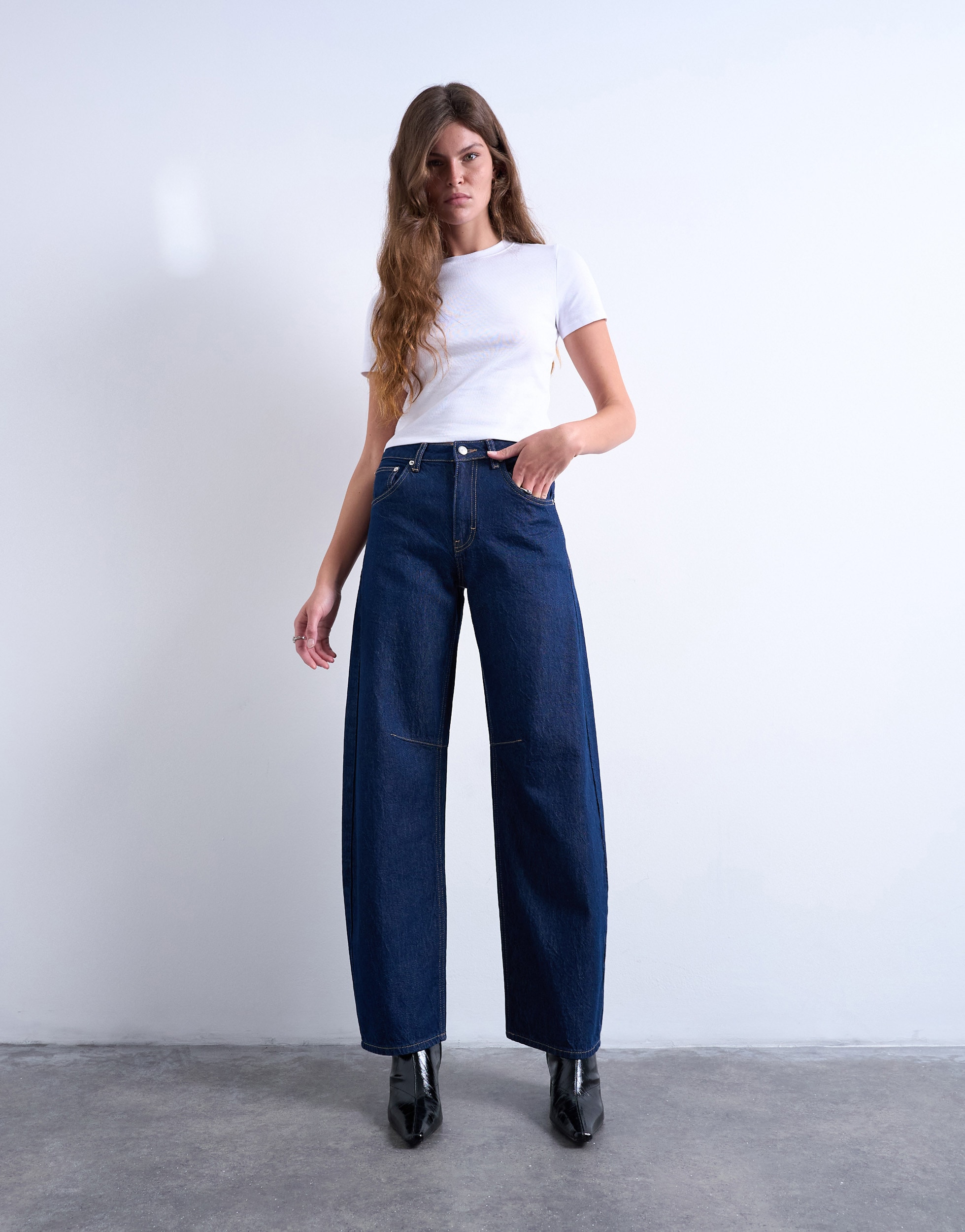 TOPSHOP Weite Jeans »TSBARREL HR DENIM JEANS DB NOOS« Baumwolle, Barrel Fit, high waist