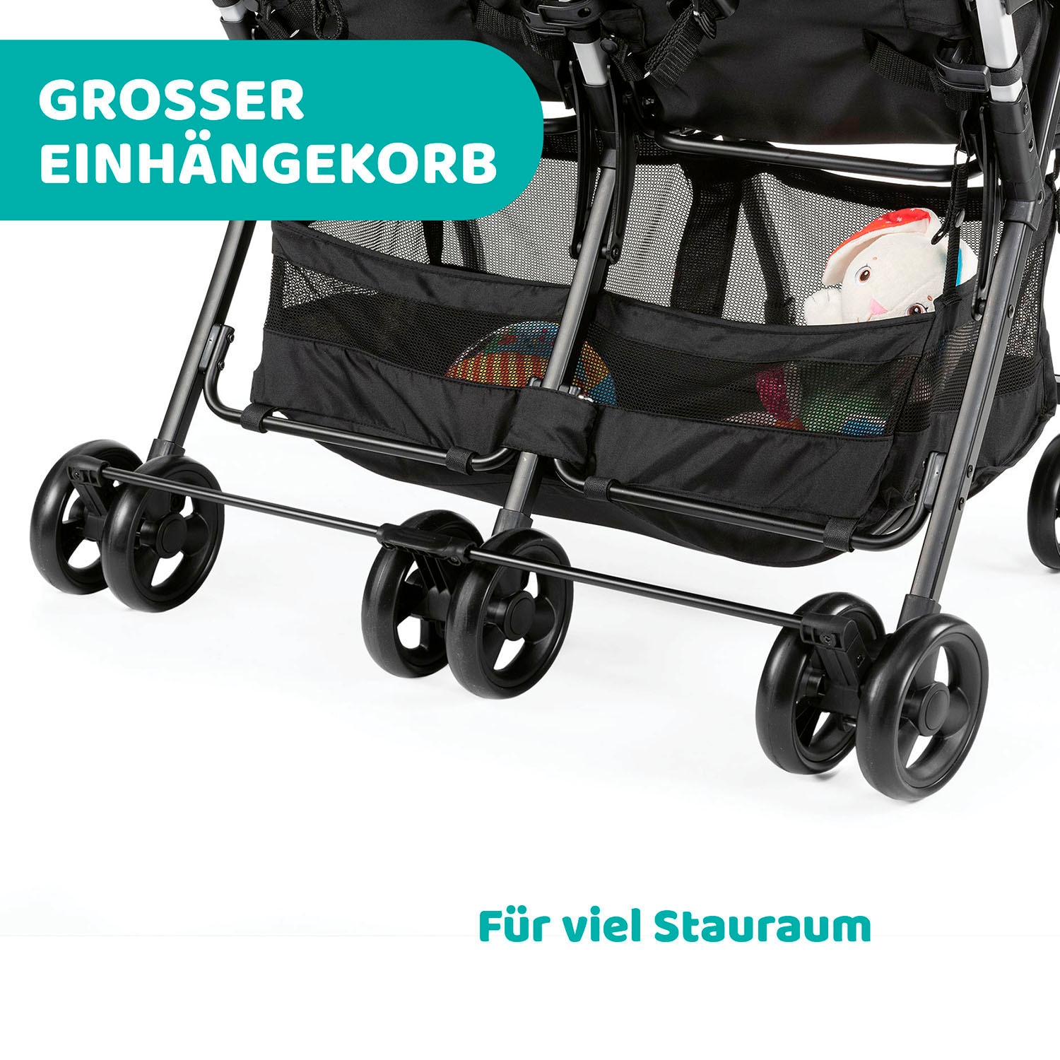 Chicco Zwillingsbuggy »OHlalà Twin, Black Night«, 15 kg, Zwillingskinderwagen