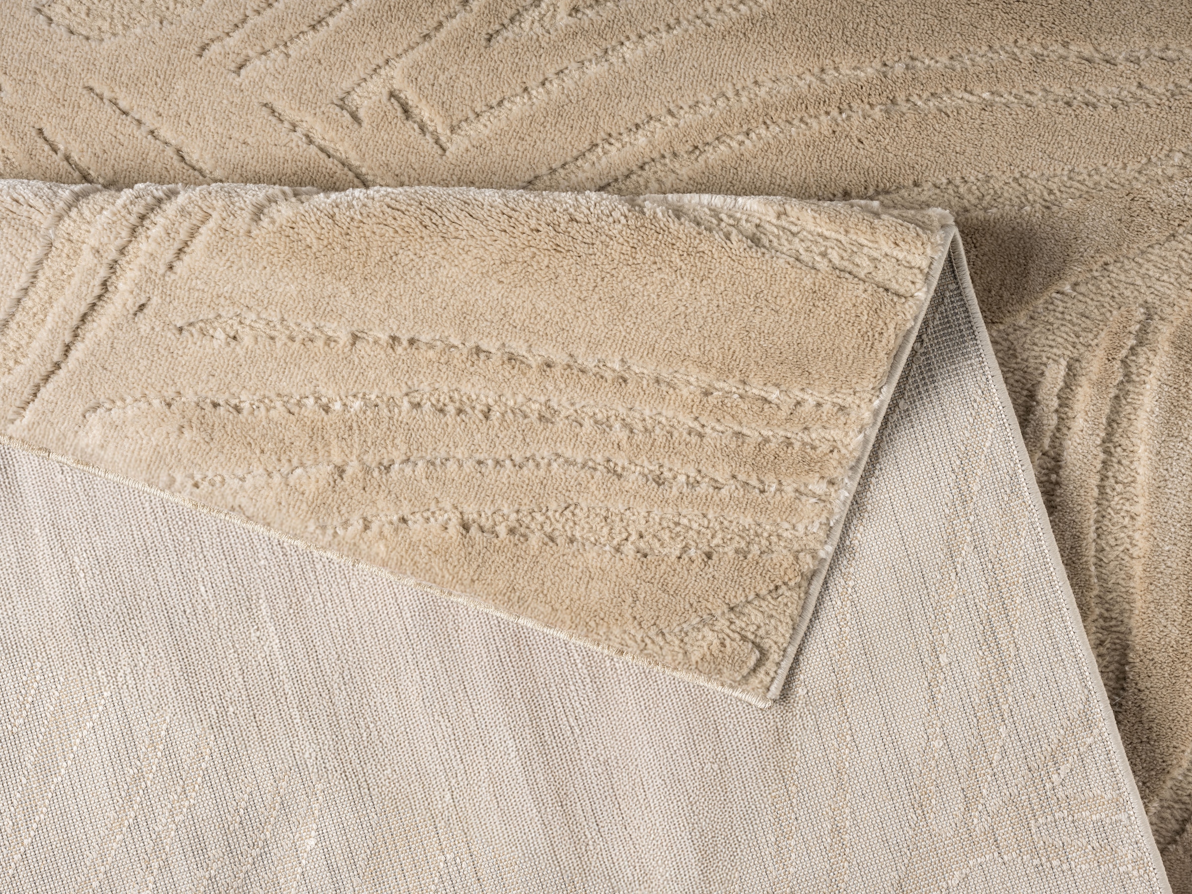 OTTO home Teppich »Samia, Hoch-Tief-Struktur« rechteckig 19 mm Höhe leichter Glanz, Floral, Blätter, Modern, Wohnzimmer, Schlafzimmer