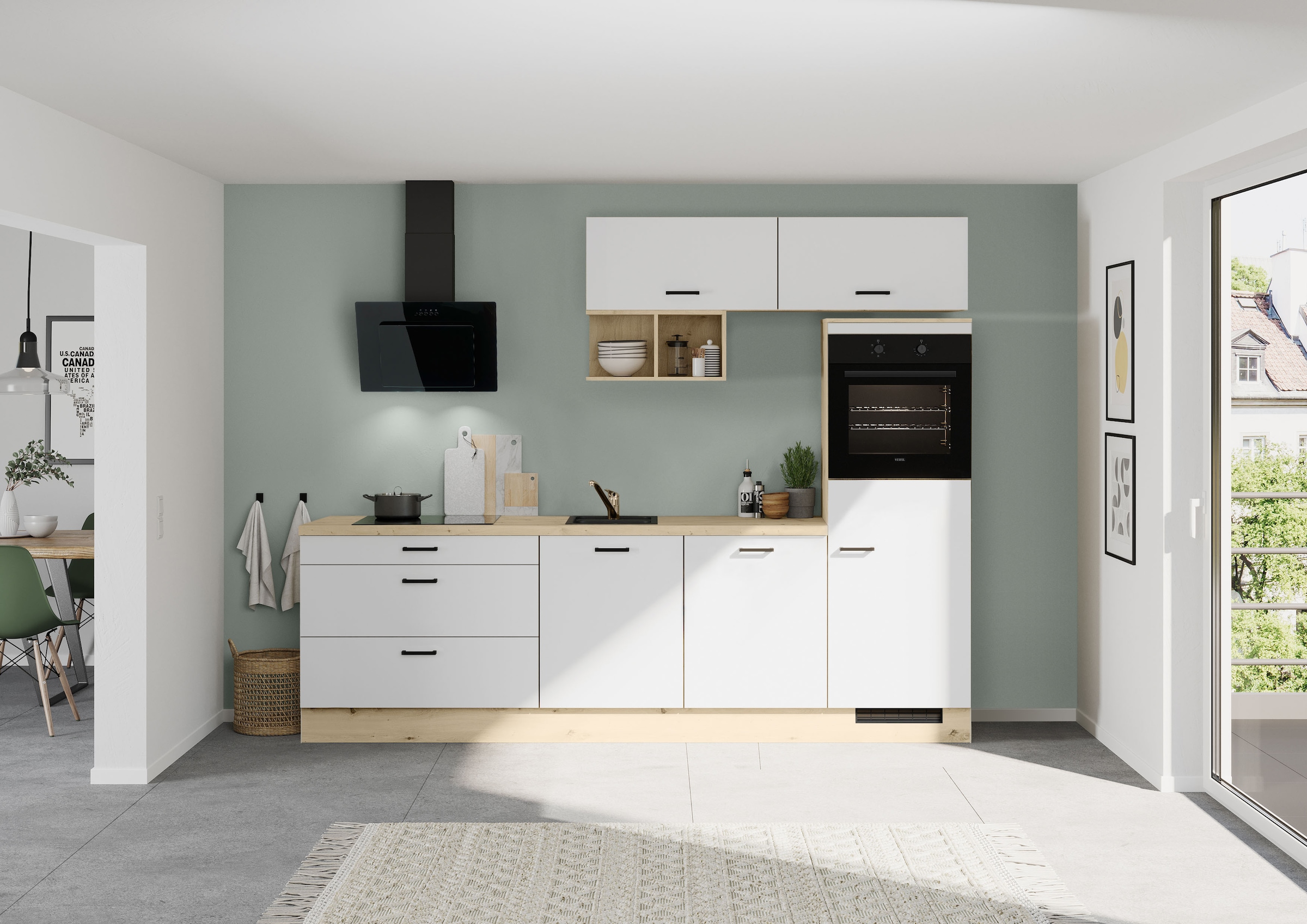 IMPULS KÜCHEN Küchenzeile »München, Ausrichtung wählbar, Schubkästen mit Soft-Close« Set,  in verschiedenen Farben erhältlich, Breite 280 cm