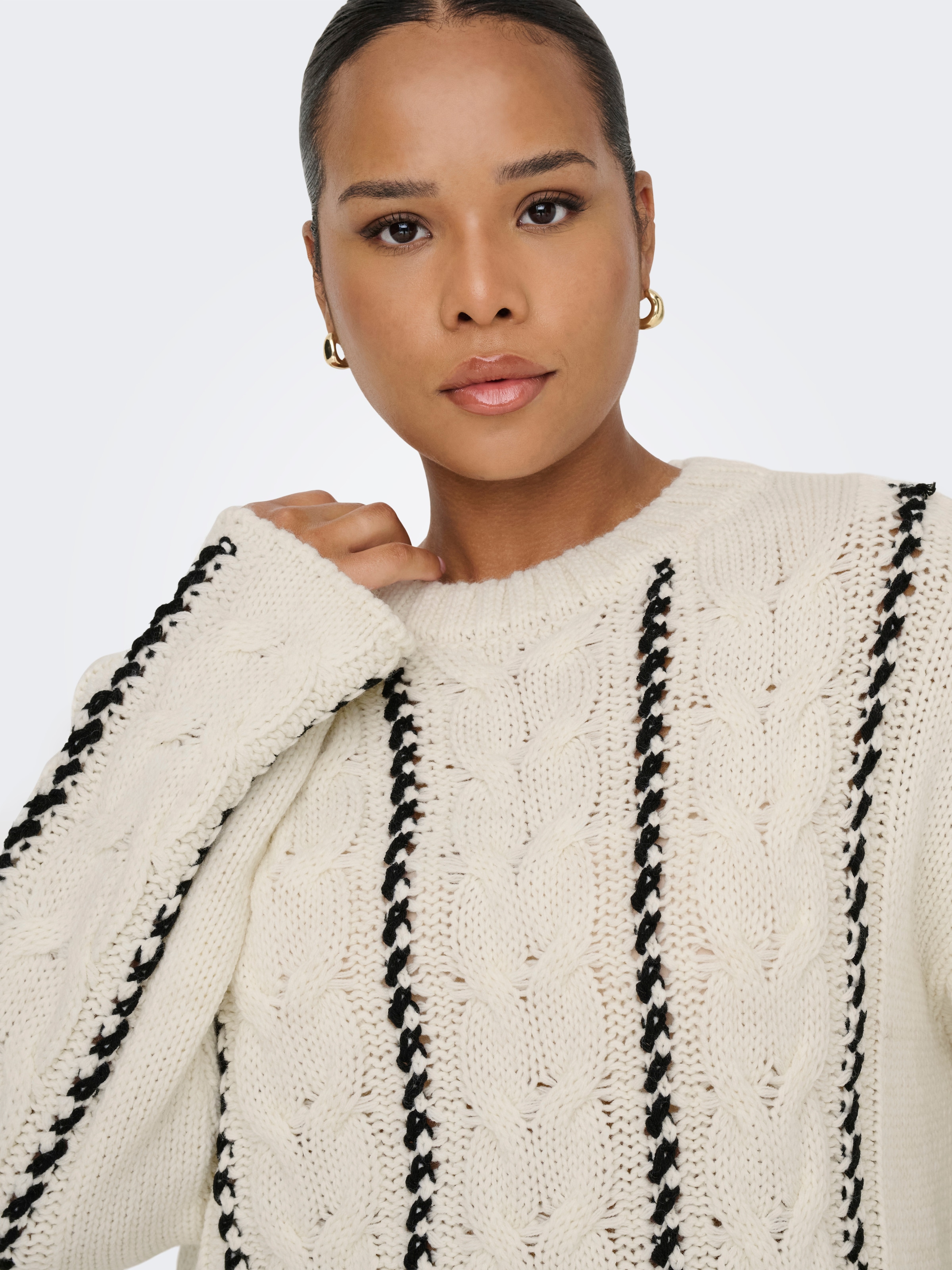 ONLY CARMAKOMA Rundhalspullover »CARTESSA CABEL STITCH LS O-NECK KNT«