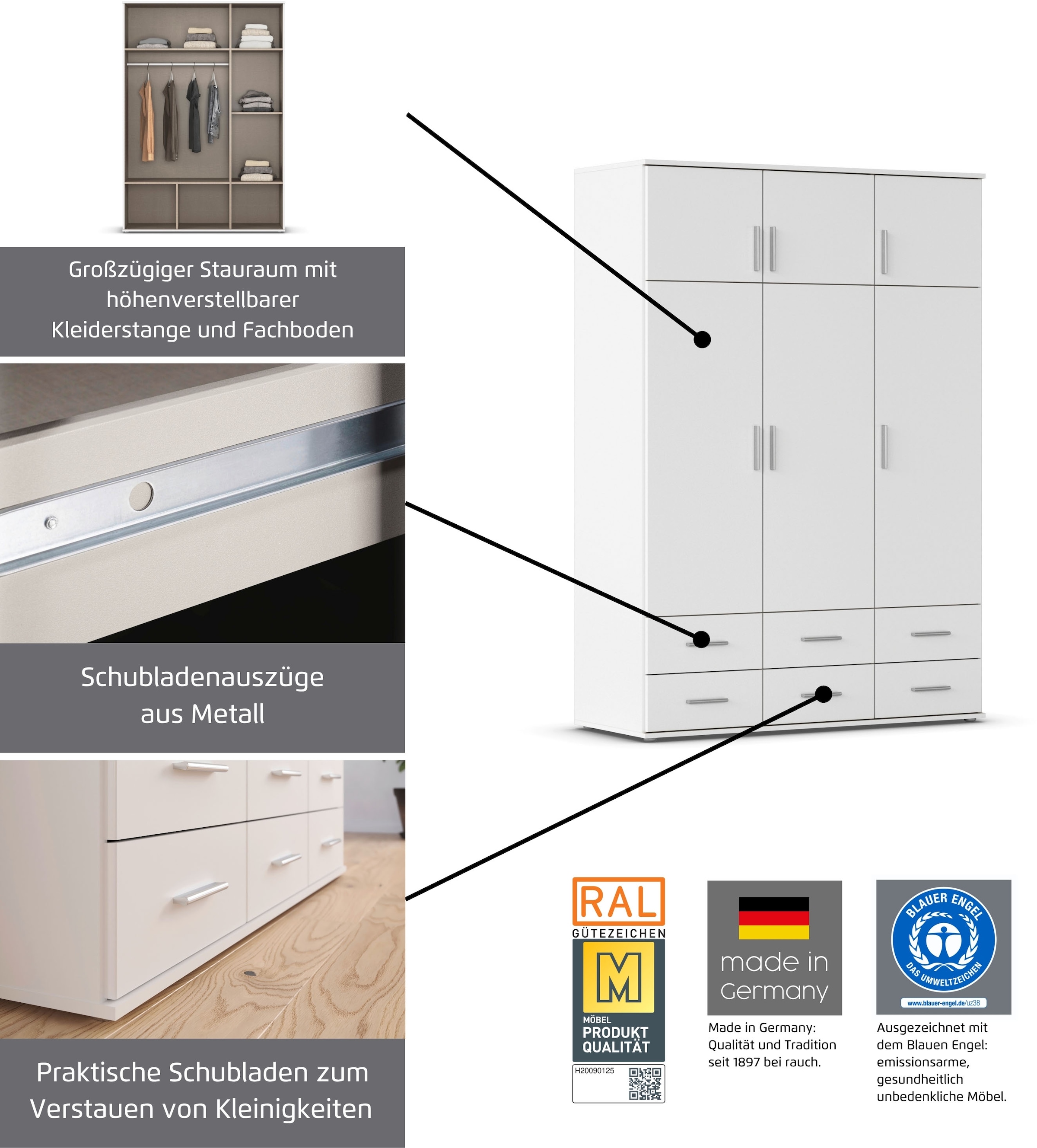 rauch Kleiderschrank »Kemi«, mit Spiegel