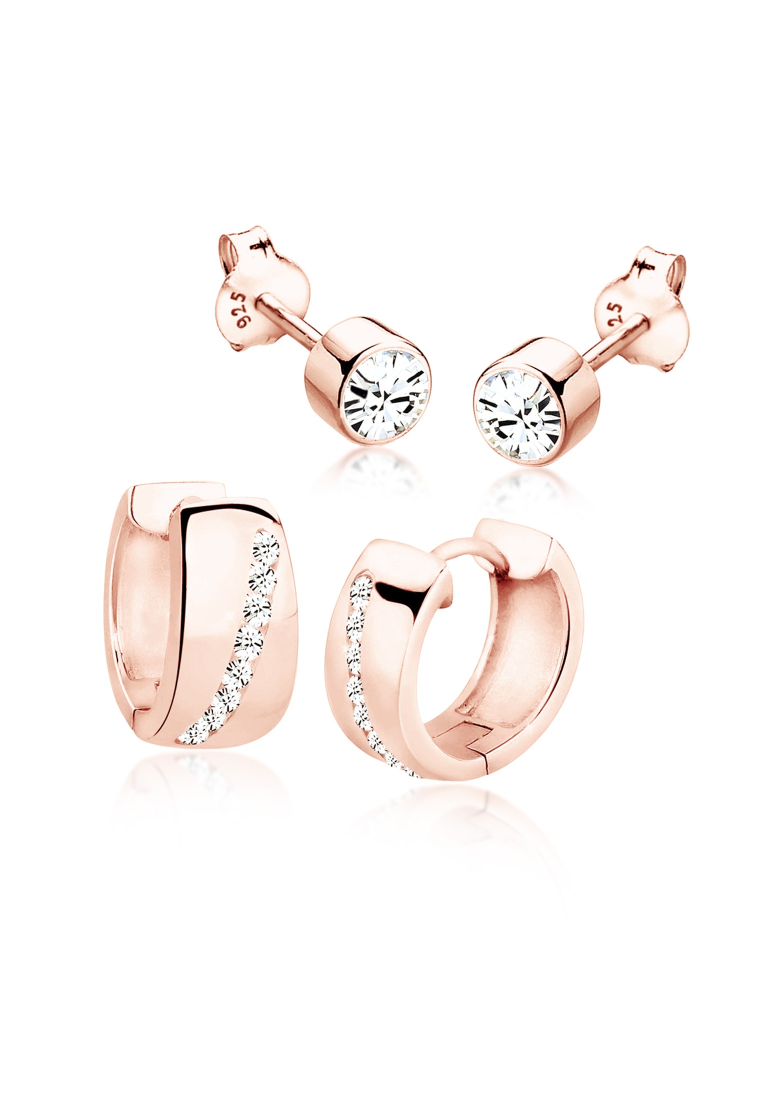 Elli Ohrstecker-Set »Ohrringe Ohrstecker Creolen Weiß 925 Sterling Silber, mit Kristallen von Swarovski®«