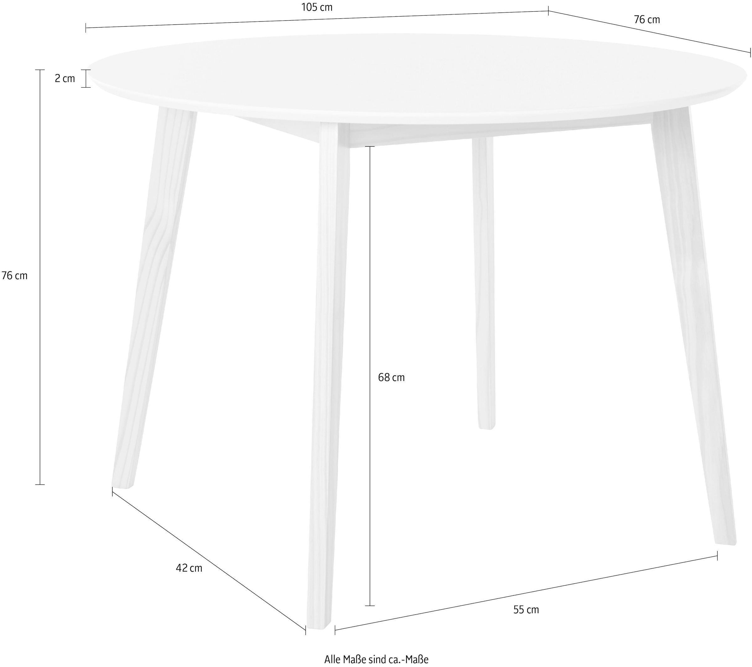 INOSIGN Esstisch »Cody«, Beine aus Massivholz, runde MDF-Tischplatte, in 2 Farbvarianten