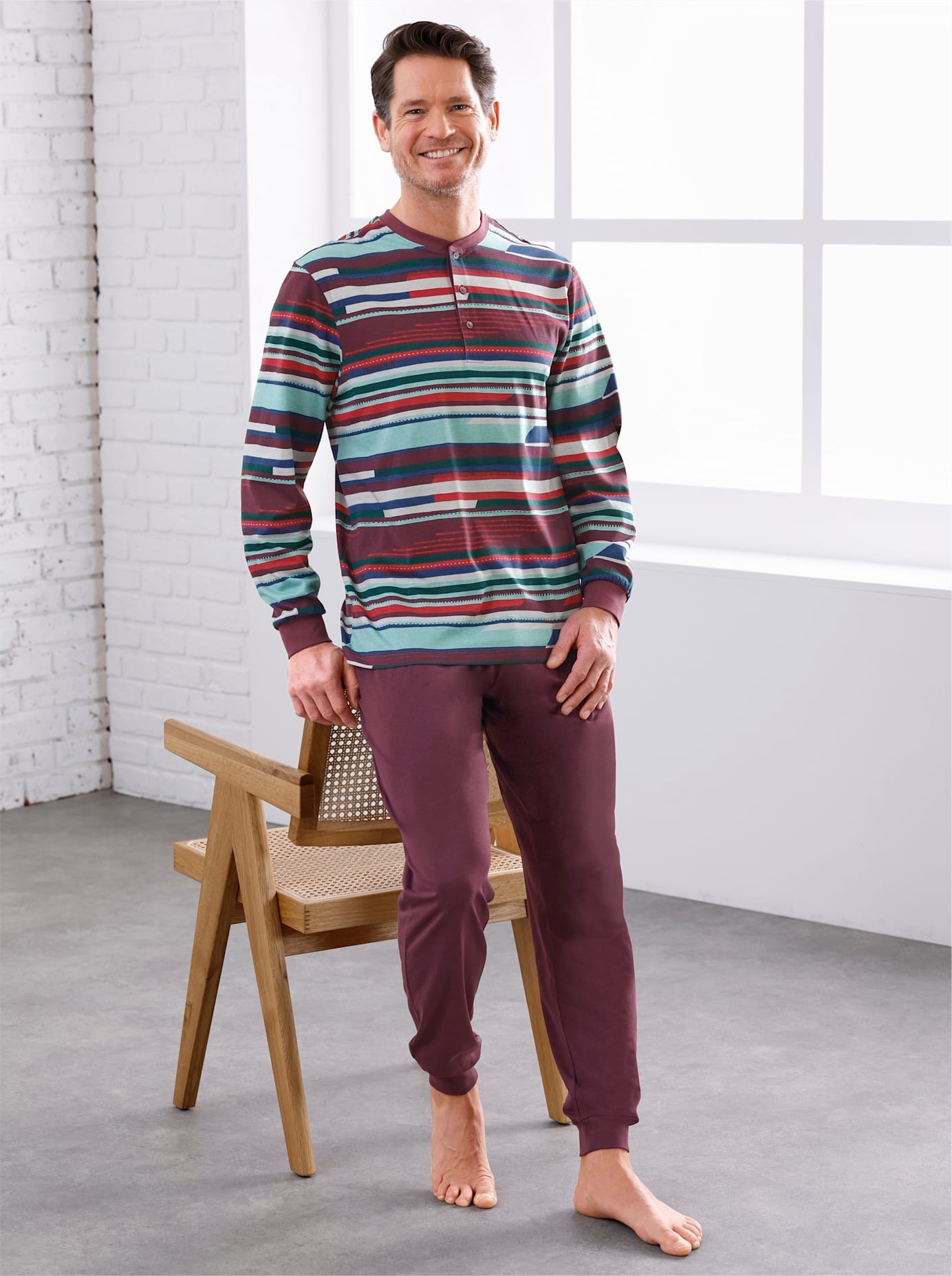 Wäschepur Herren Schlafanzug in rot, Größe 48/50