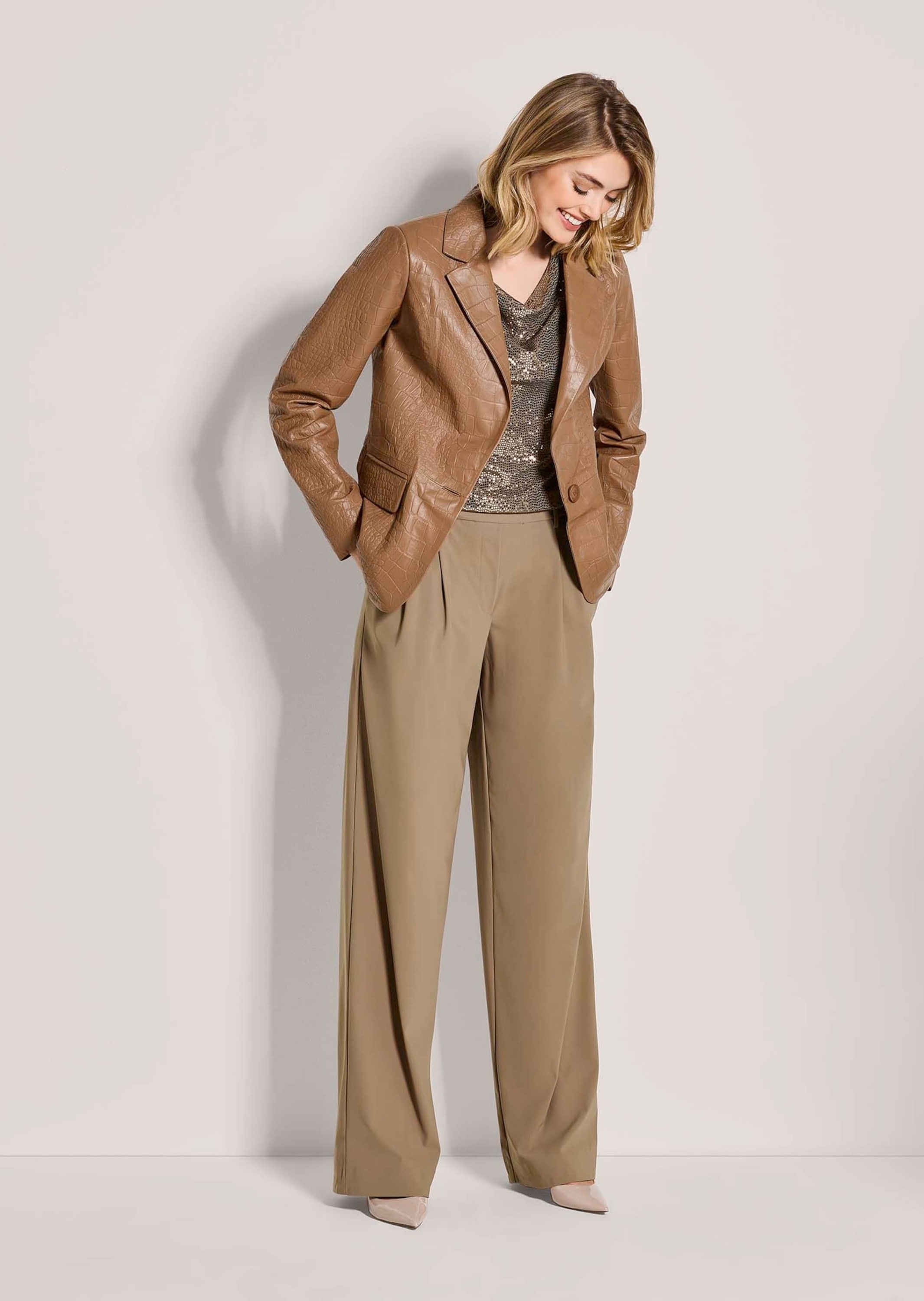 MADELEINE Jeansjacke »Lederblazer Lammnappa-Blazer mit Kroko-Prägung« geprägtes Leder