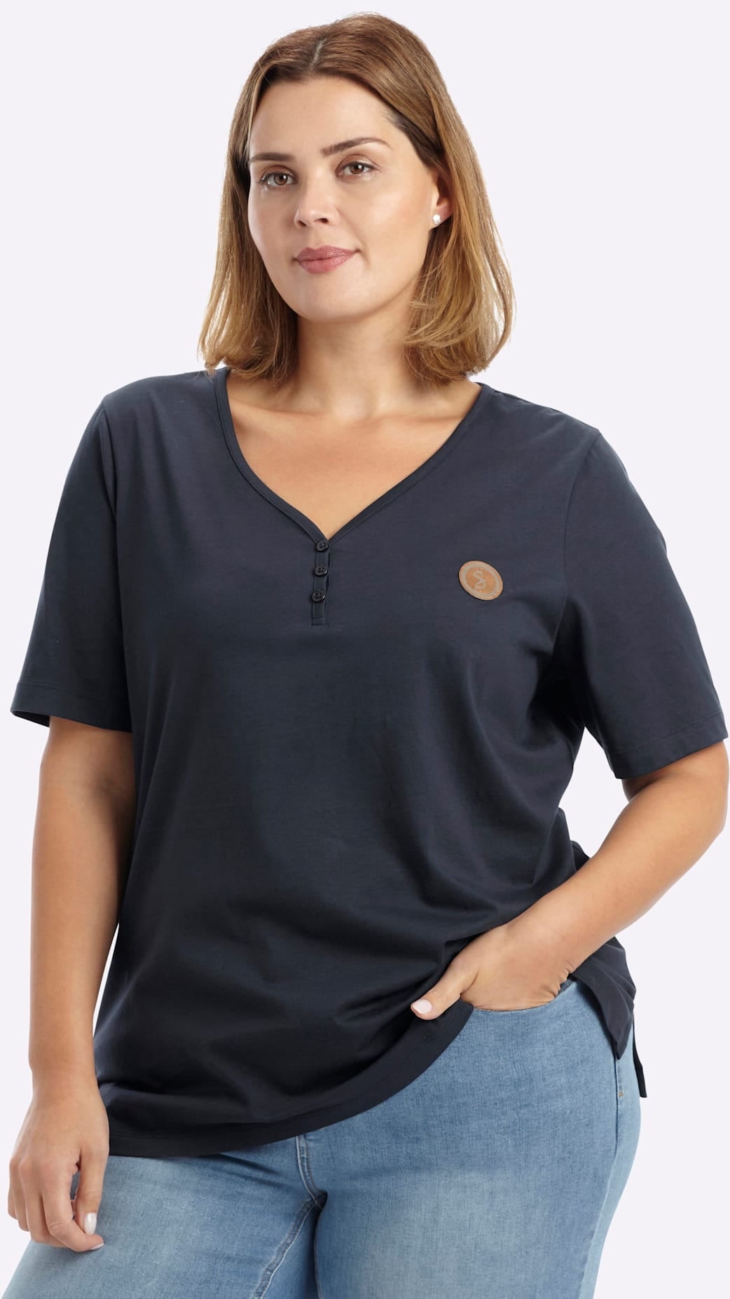 Sheego V-Shirt »Kurzarm-Shirt« 1