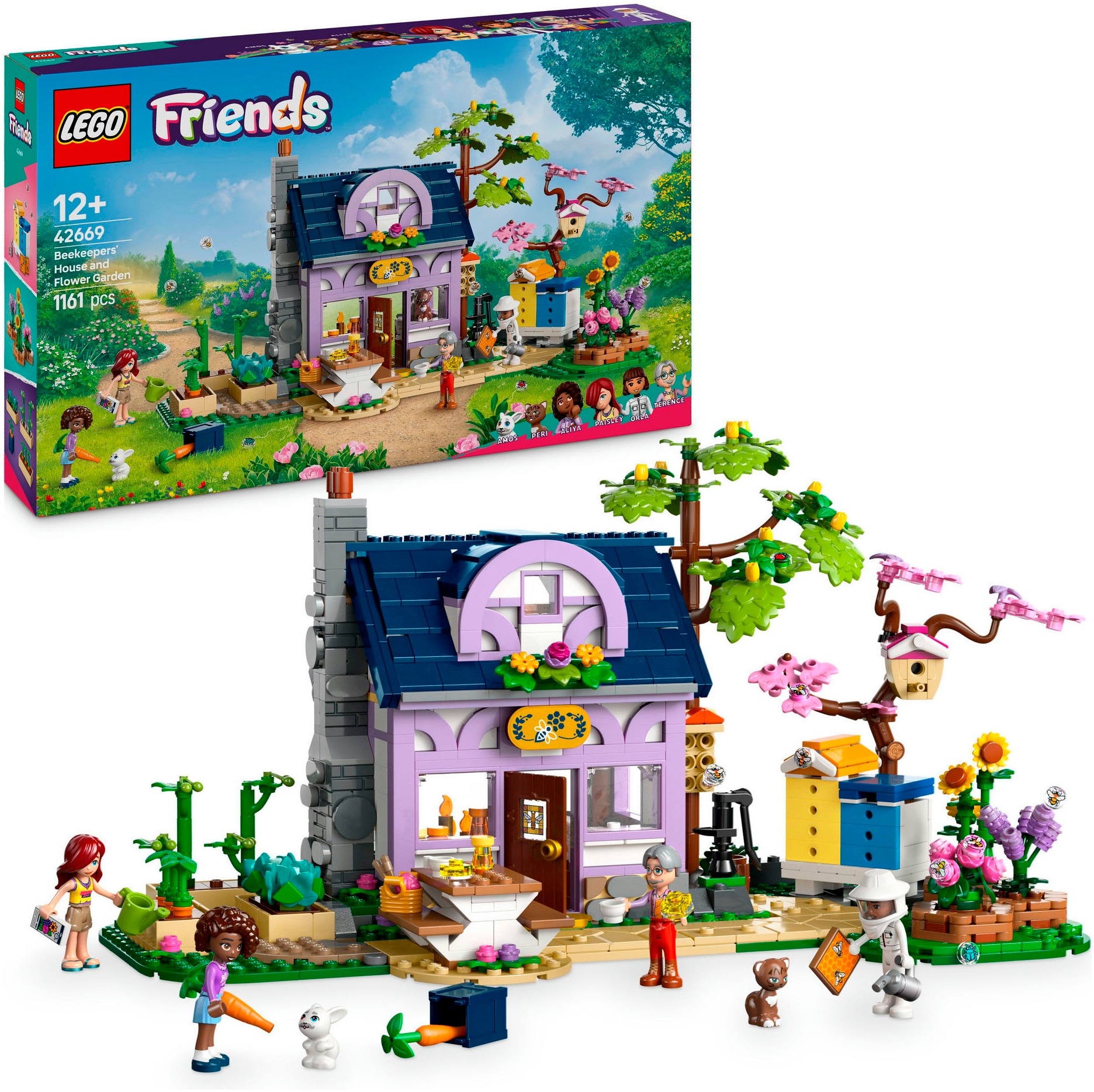 Lego Konstruktionsspielsteine »Haus und Blumengarten der Imker (42669), LEGO Friends« Made in Europe in bunt
