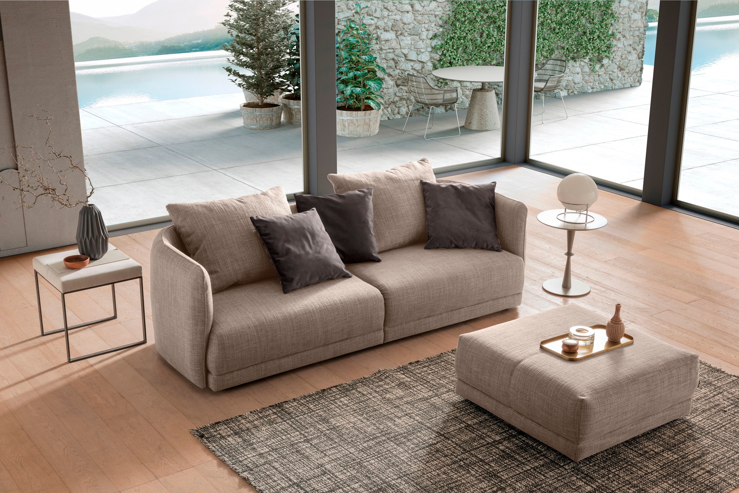 designwerk Big-Sofa »New York, anmutendes Designsofa« mit schmaler Arm- & Rückenlehne
