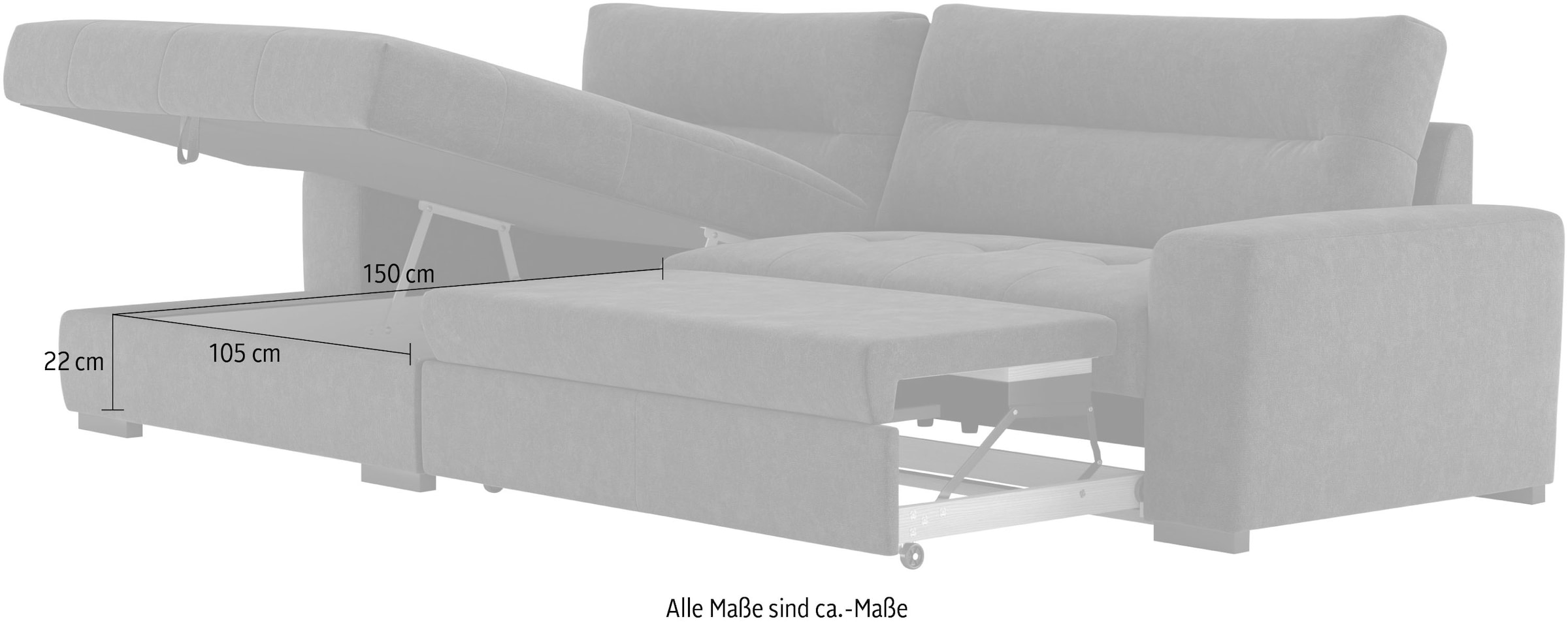 COTTA Ecksofa »Cappa L-Form«, wahlweise mit Bettfunktion & Bettkasten