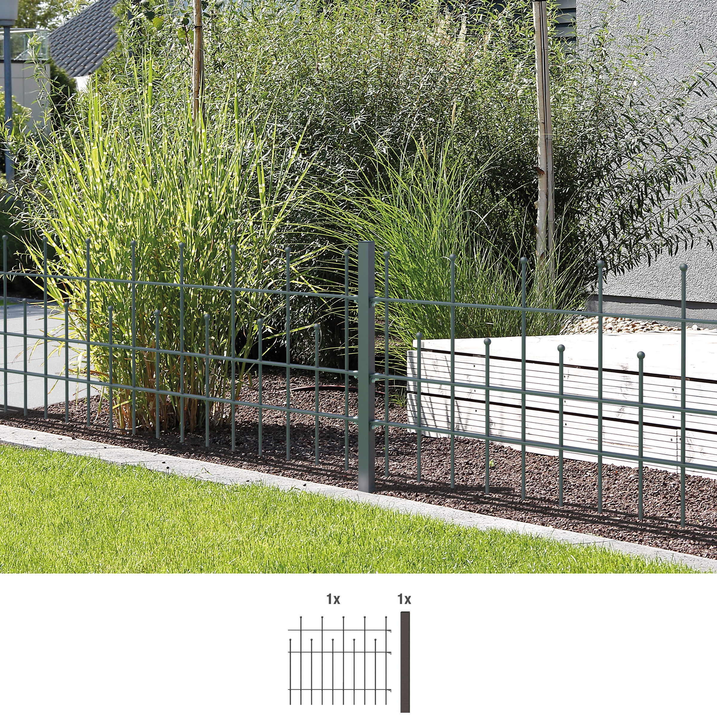 Alberts Metallzaun »Anbauset Madrid« Höhe: 49,5, 73,5 und 98,5 cm, Breite: 200 cm, zum Aufschrauben