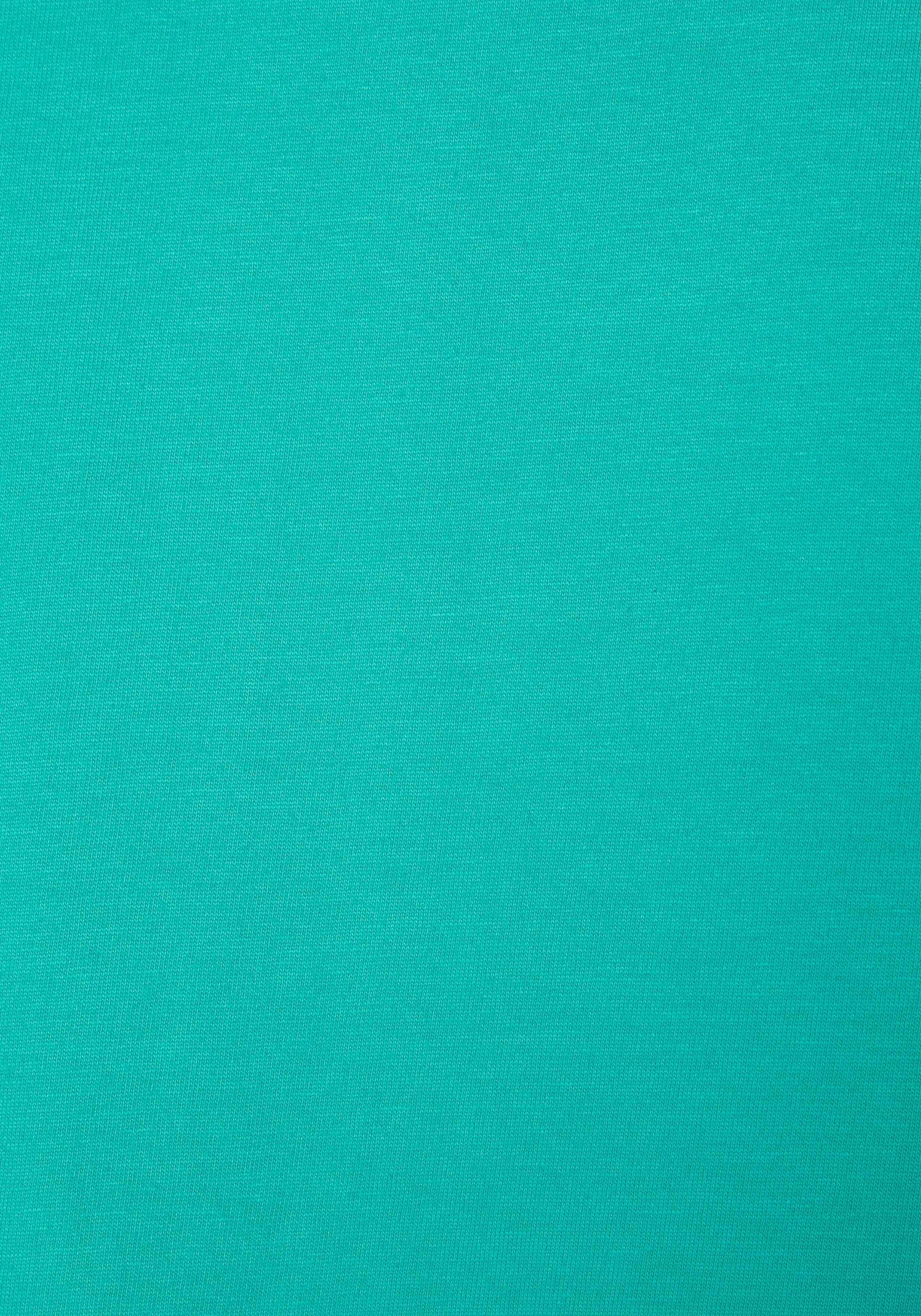 LASCANA Kurzarmshirt »mit glitzernem Strass-Design am Arm«, aus weicher Baumwoll-Qualität