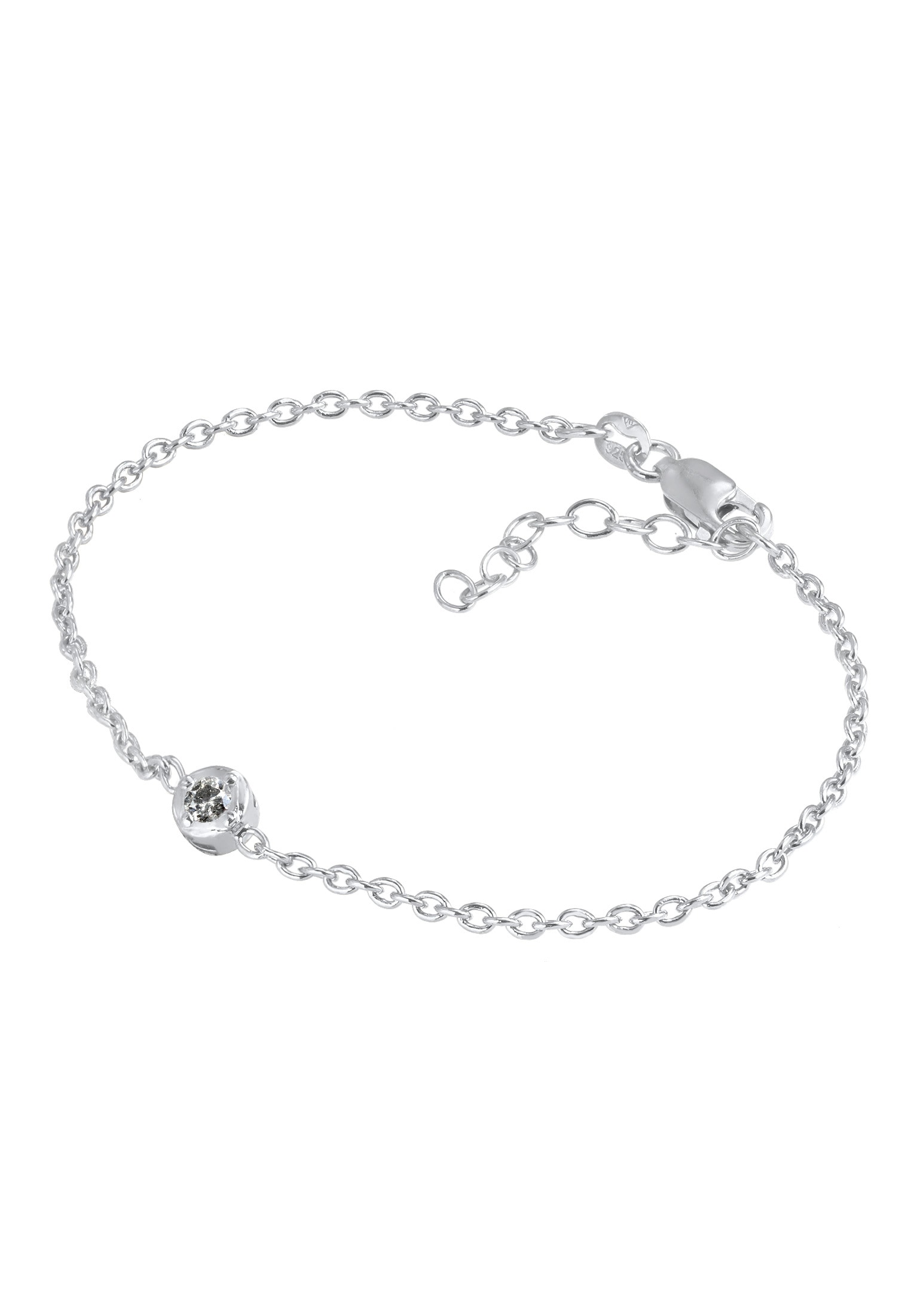Elli DIAMONDS Armkette »Armband Solitär Diamant Salt Pepper (0.11 ct.) 925 Silber«