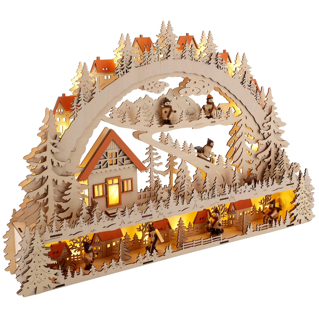 Home affaire Schwibbogen »LED Winterlandschaft mit Podest, Weihnachtsdeko«