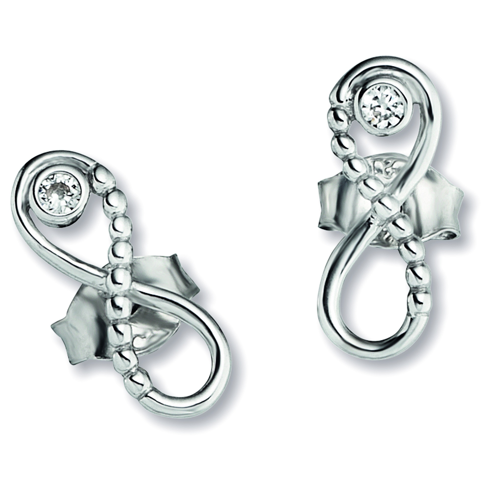 CAÏ Paar Ohrstecker »925/-Sterling Silber rhodiniert Zirkonia«, Unendlichkeitssymbol