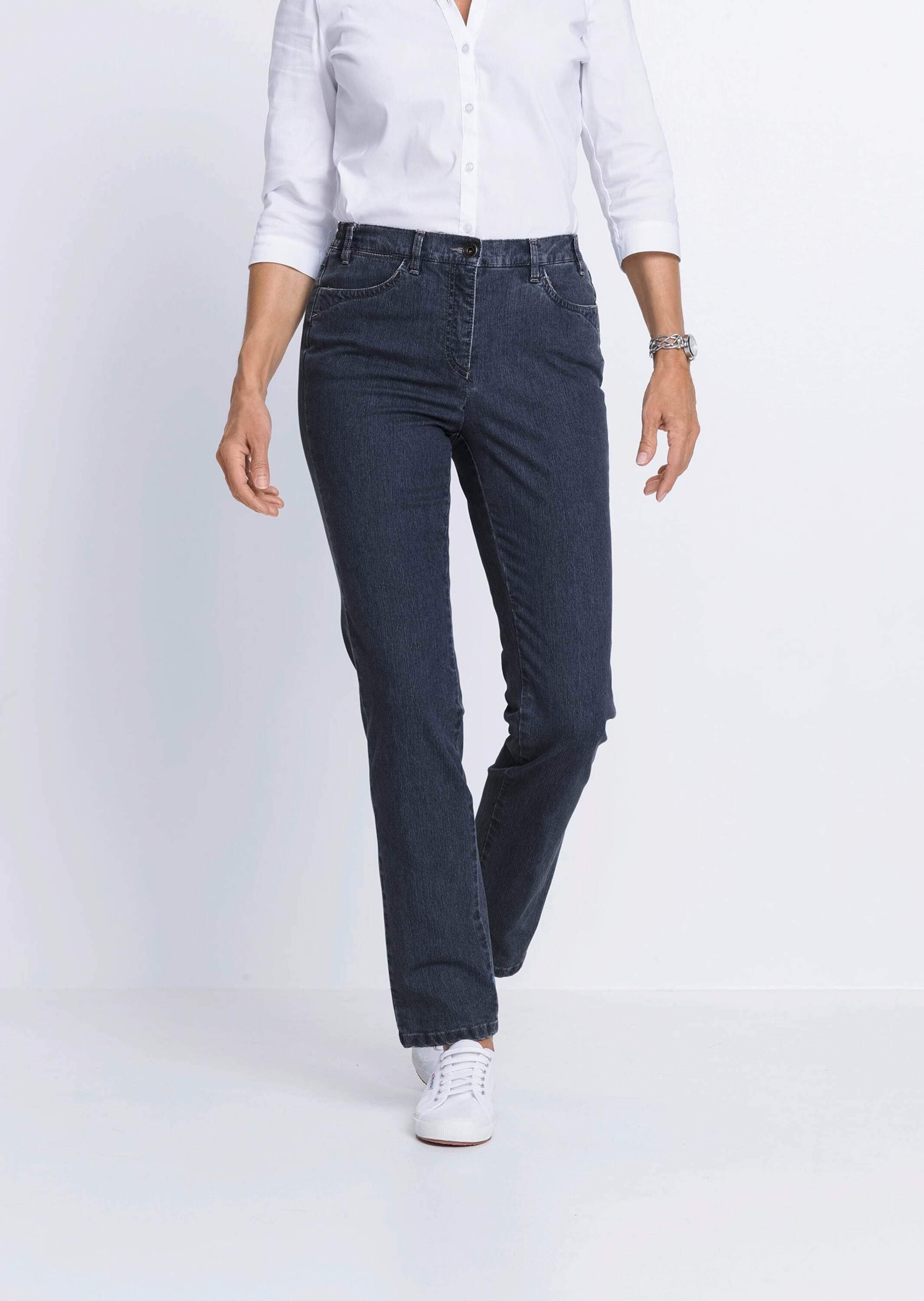 GOLDNER Stretch-Jeans »Kurzgröße Edel geschmückte Jeanshose Carla«