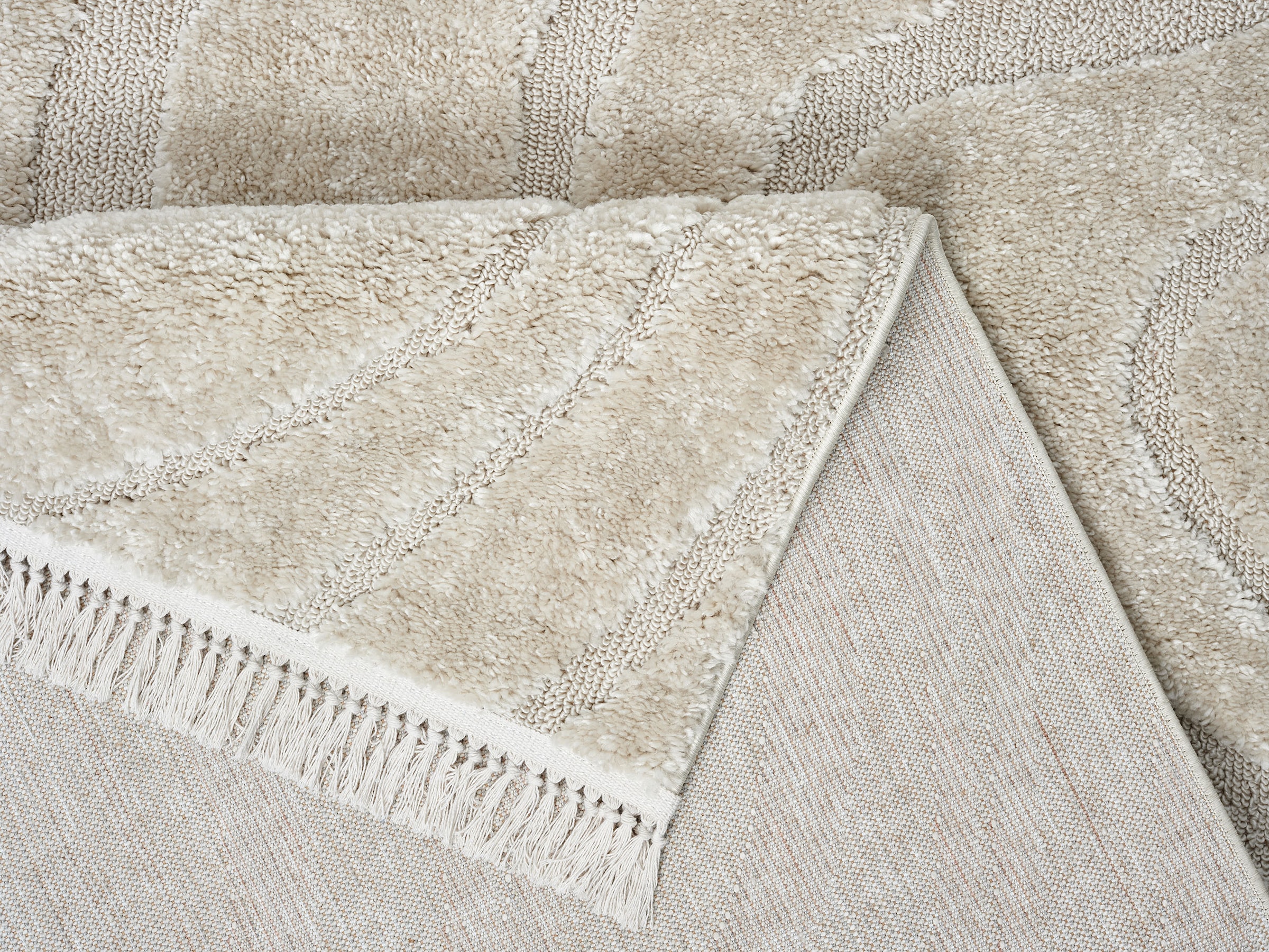   Teppich »Ember mit Fransen, Wellen Design« rechteckig 20 mm Höhe Boho, 3D Optik, Scandi, Hoch-Tief, Wohnzimmer, Schlafzimmer