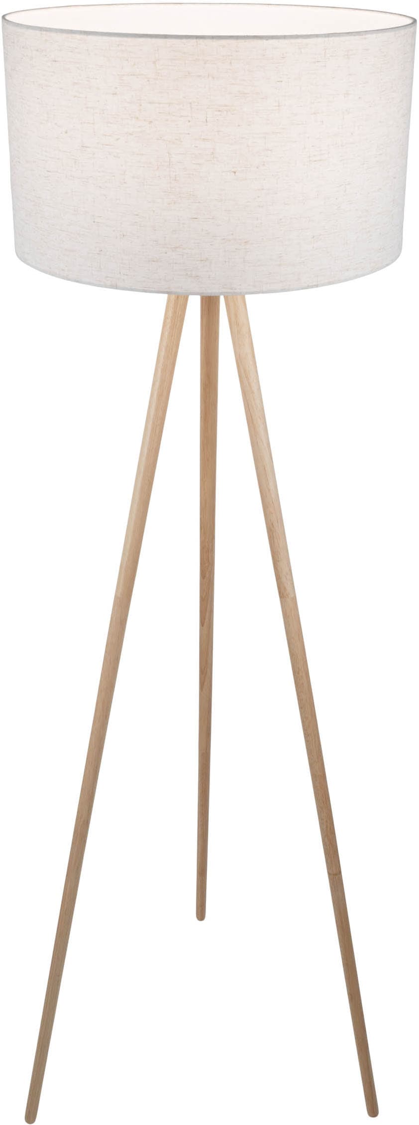 OTTO home Stehlampe »Torell« E27 1 Stk. Schirm mit Leinenbezug, Dreibein Holz, 1x E27 exkl., Zuleitung 300cm