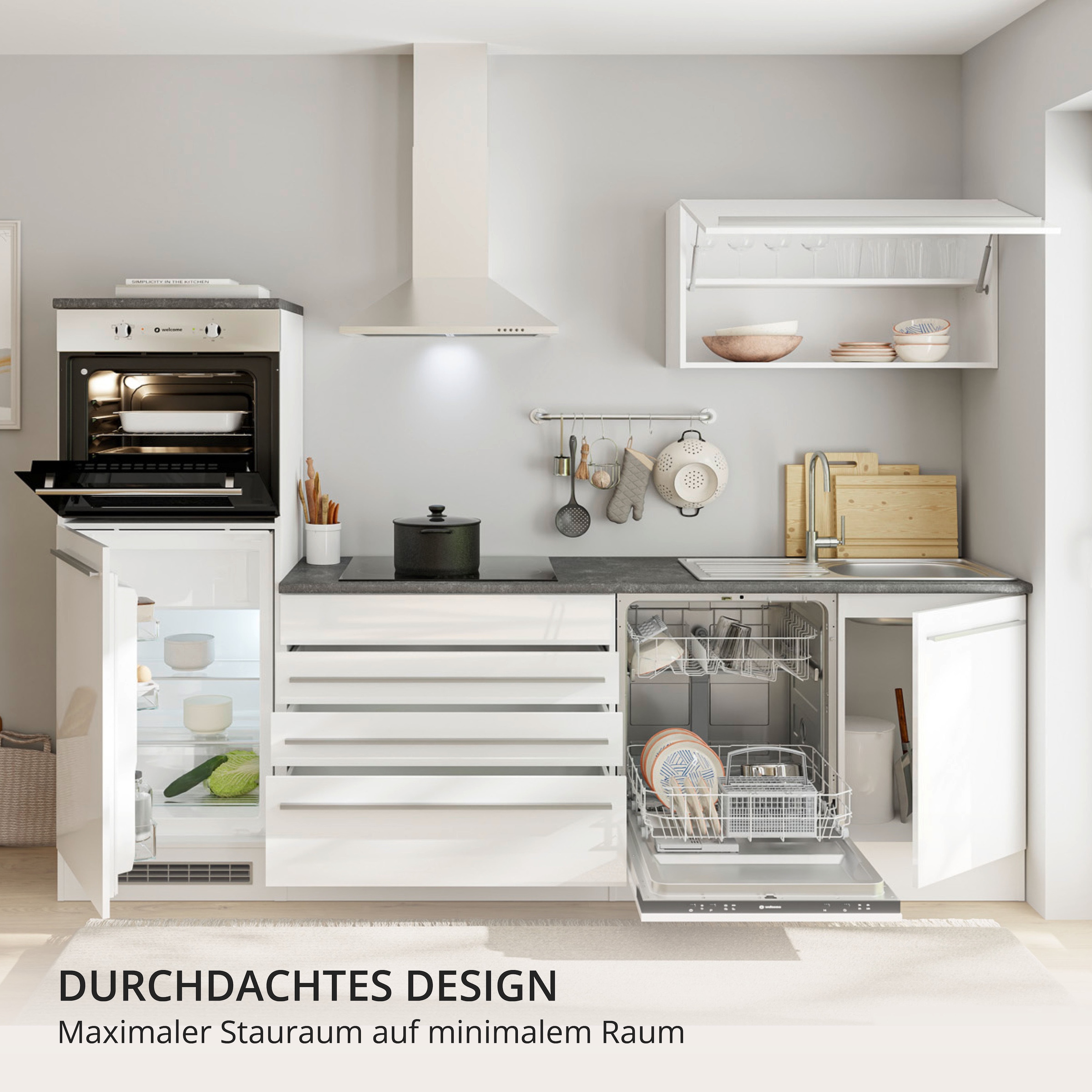 BASIC by Balculina Küchenzeile »Jazz« Breite 260 cm, wahlweise mit E-Geräten