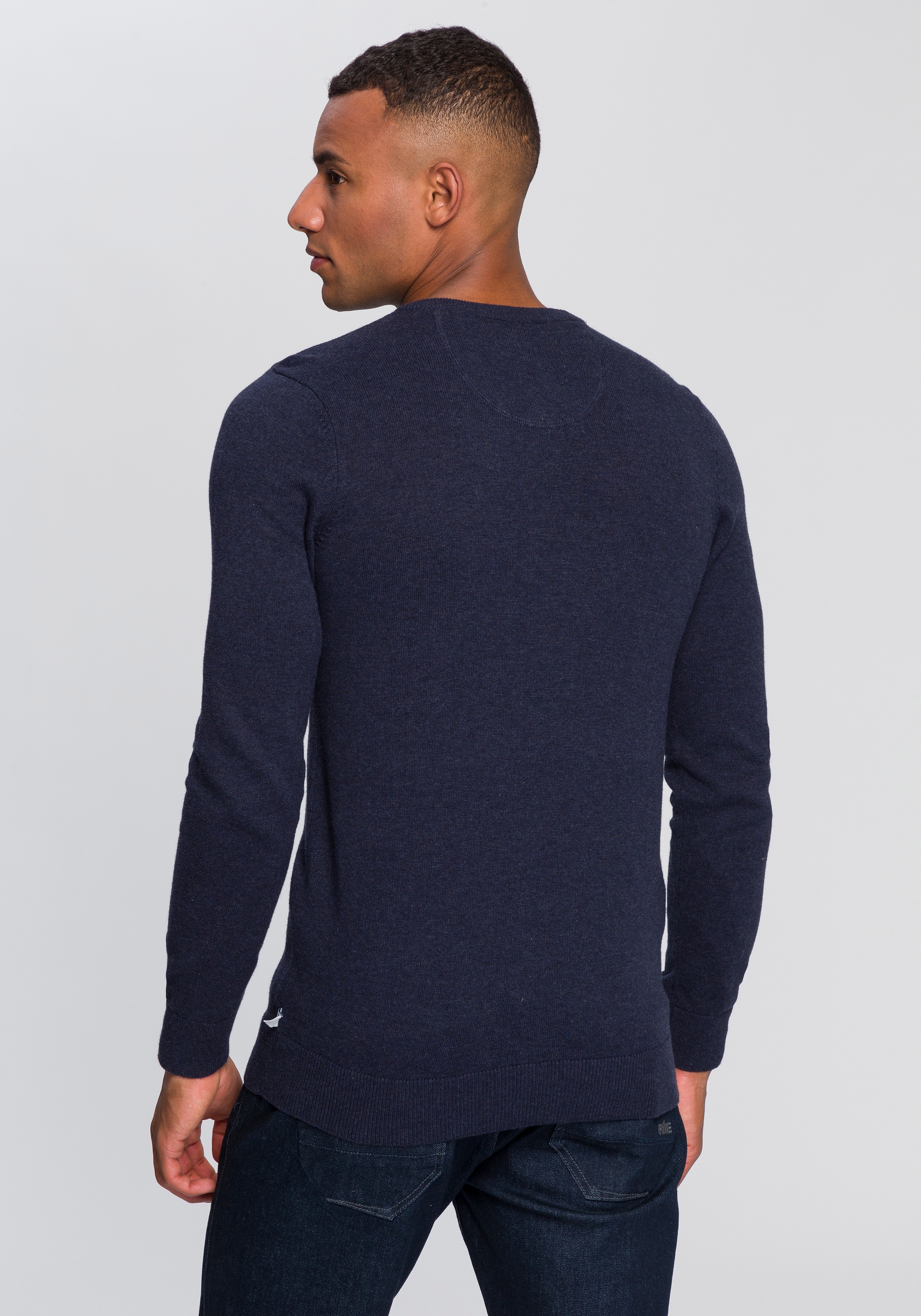 TOM TAILOR Polo Team V-Ausschnitt-Pullover, mit kleiner Logo Stickerei