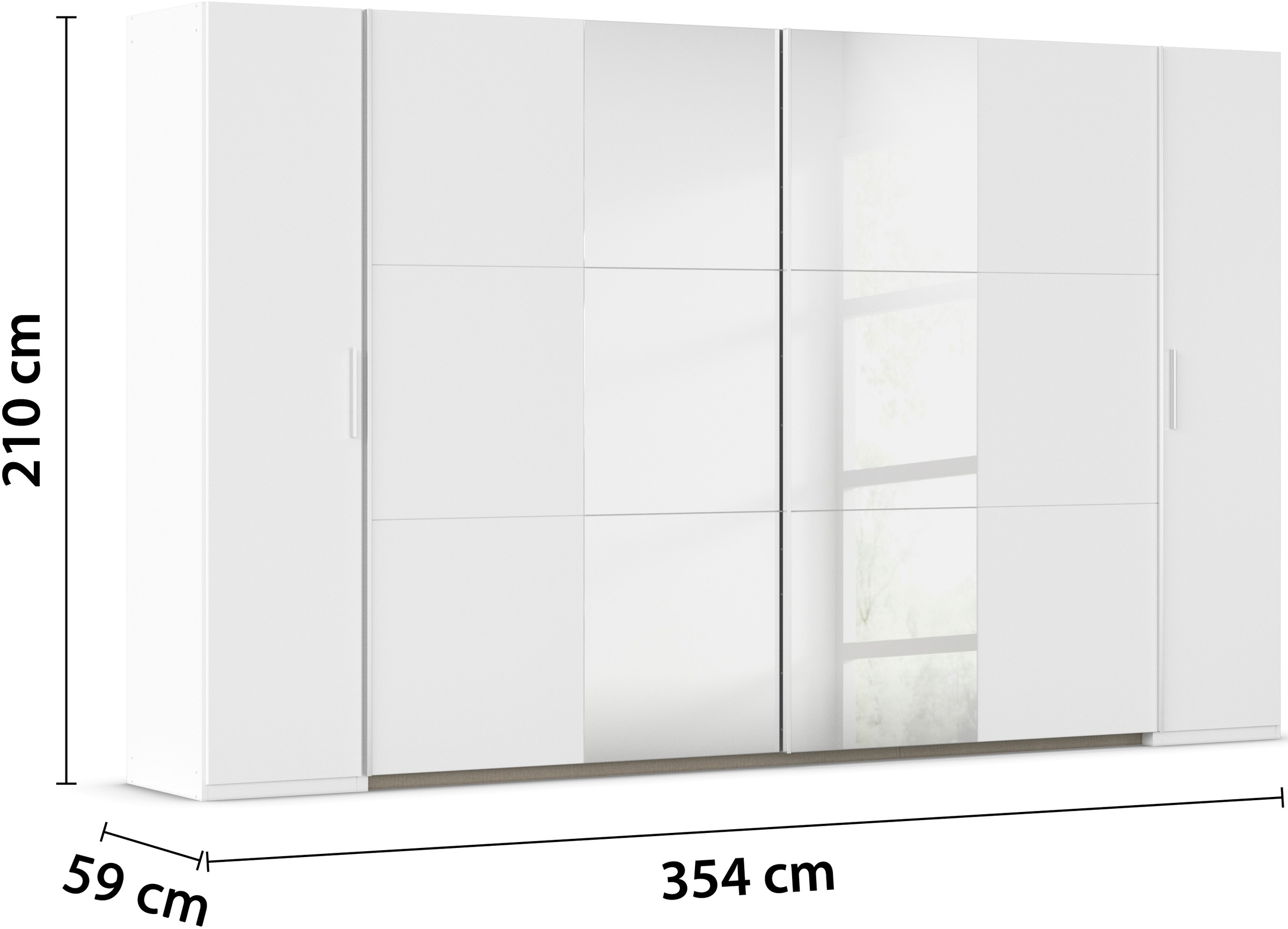 rauch Schwebetürenschrank »Kleiderschrank Drehtürenschrank Schrank Garderobe KRONACH« in 3 Ausstattungen BASIC/CLASSIC/PREMIUM, Breiten 225/268/311/354 cm,  Kombischrank optional mit 1 oder 2 Spiegel viele Böden MADE IN GERMANY