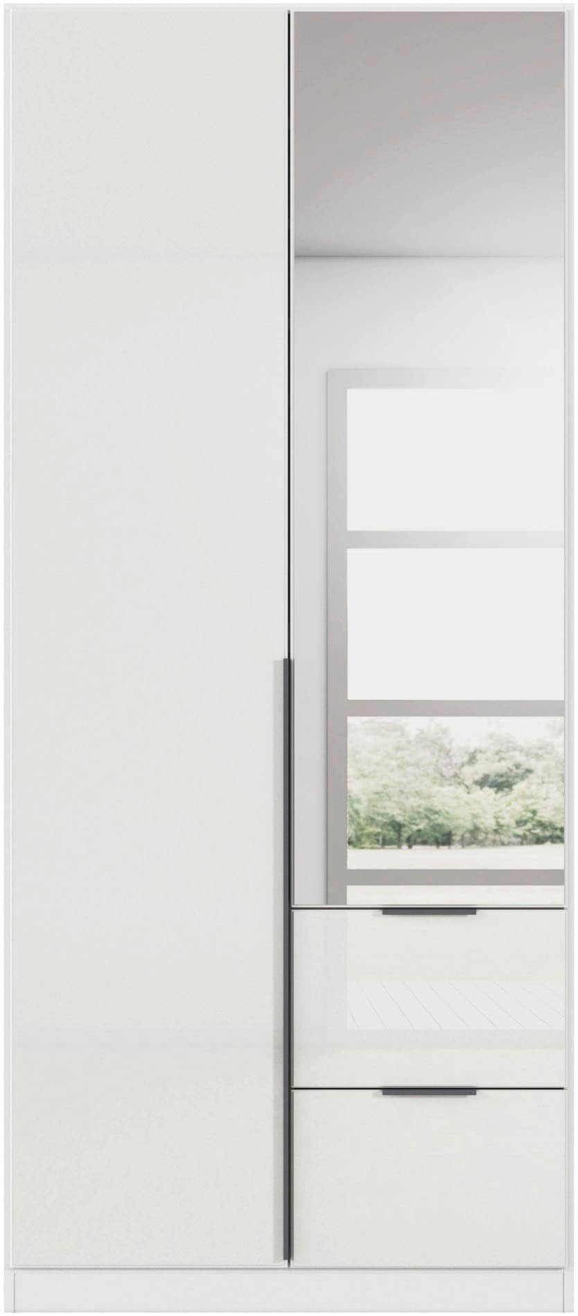rauch Drehtürenschrank »Kleiderschrank Kleiderschränke Schrank Garderobe AGORDO mit Glasfront«, (in zwei Griff-Farben mit Glasfront), mit Außenschubkästen, in 6 Breiten und 2 Höhen MADE IN GERMANY