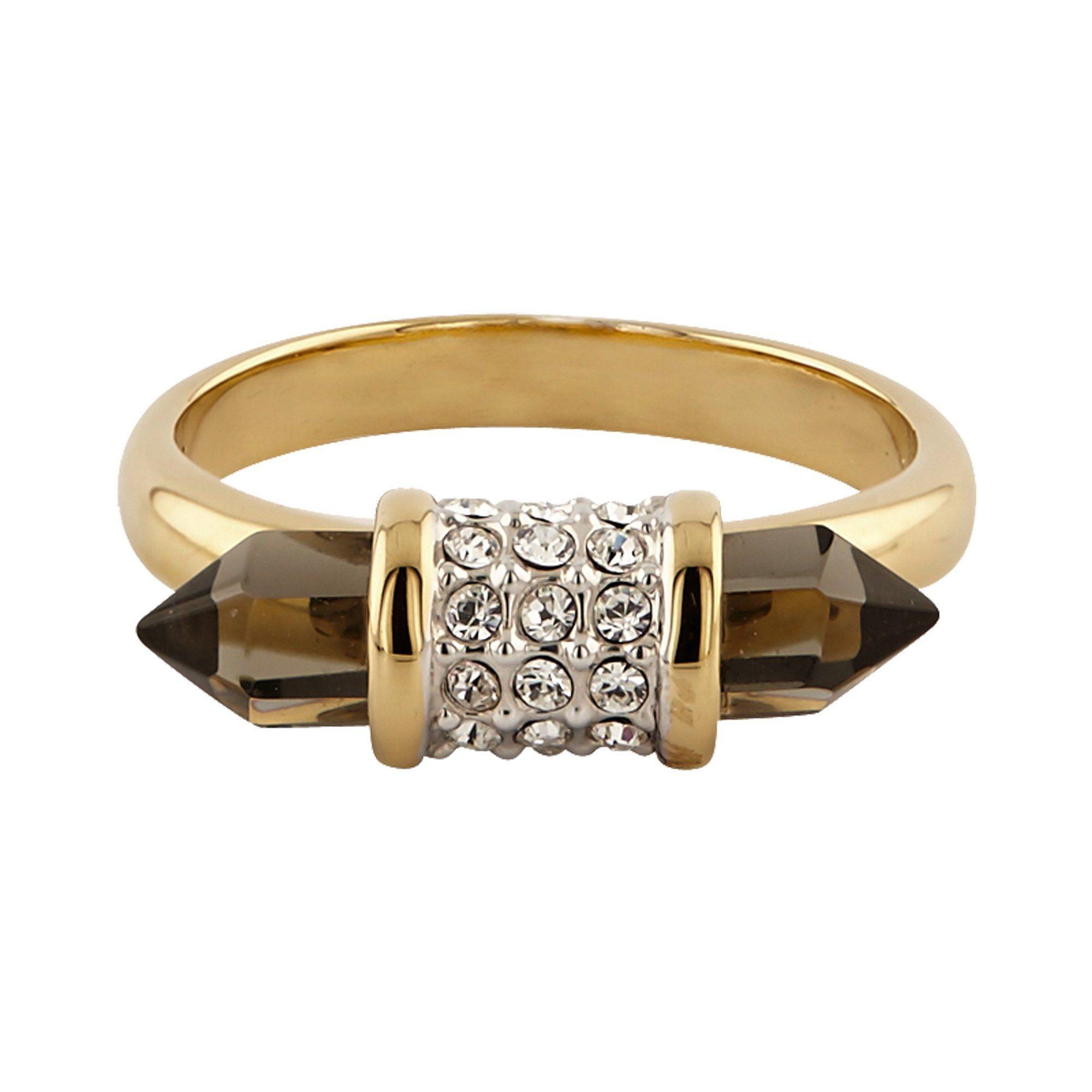Buckley London Ring vergoldet mit Kristallen und Smokey Glas