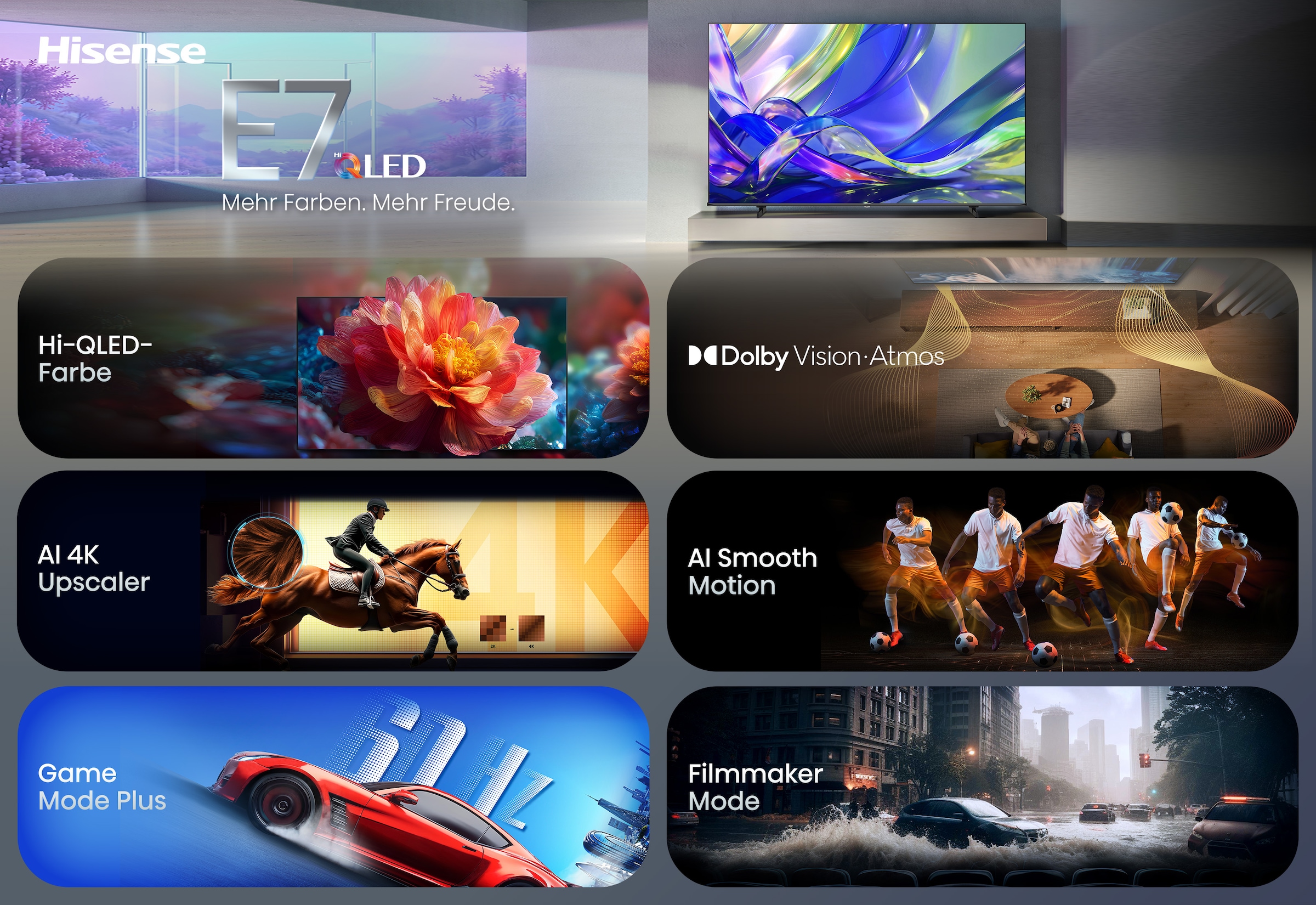 Hisense QLED-Fernseher »58E7S« 146 cm/58 ″ Smart-TV