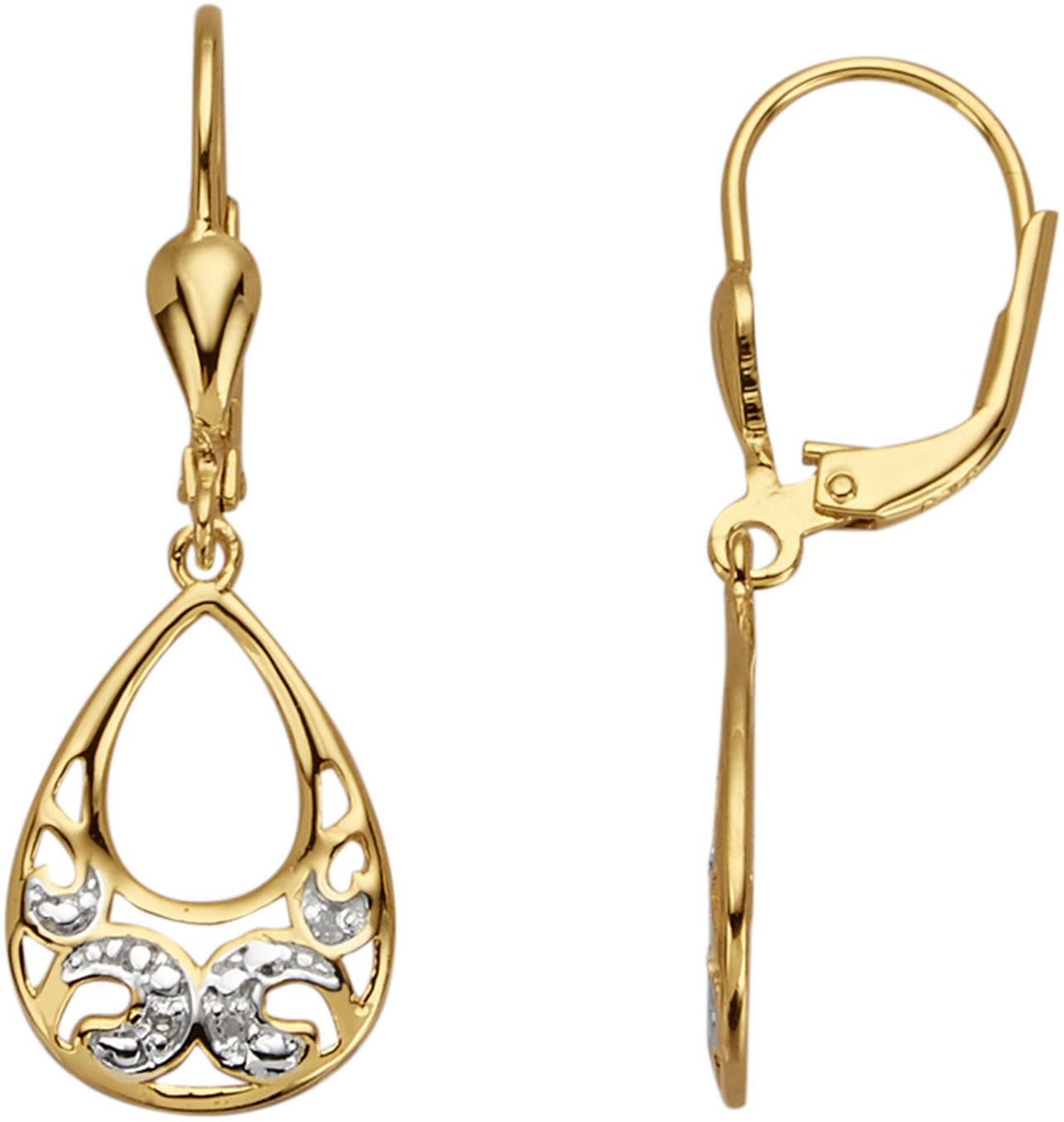 Firetti Paar Ohrhänger »Schmuck Geschenk Silber 925 Ohrschmuck Ohrringe Tropfen Bicolor«, mit Diamant