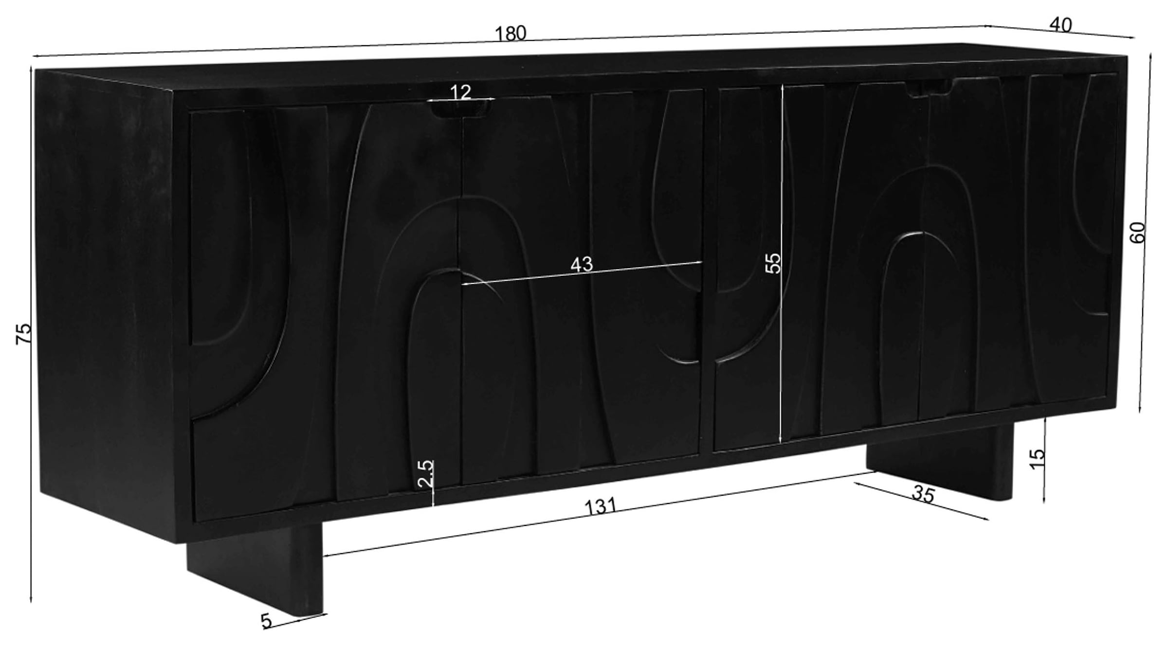 SIT Sideboard 1 Stk. tlg. mit Schnitzereien auf der Front