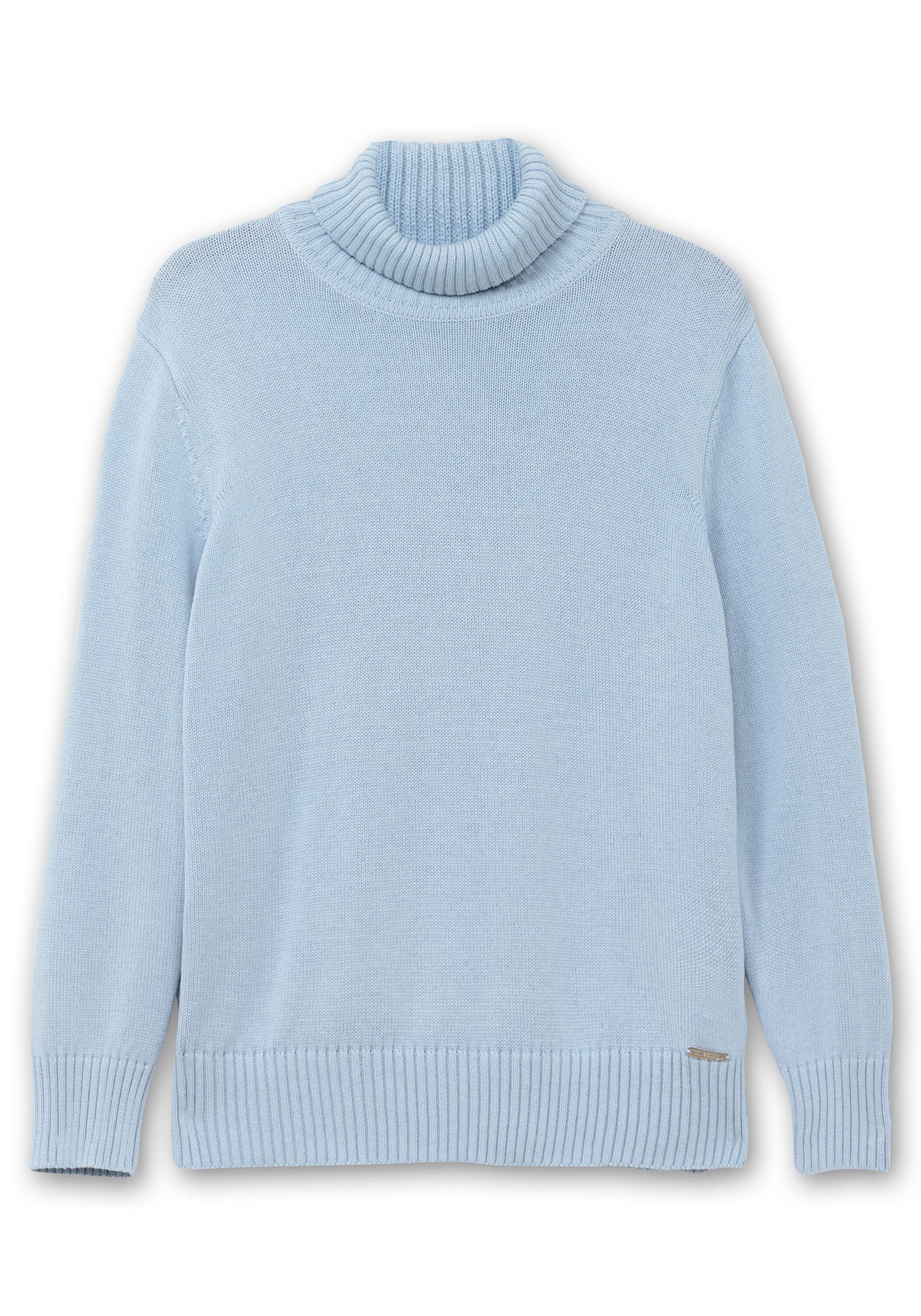 Sheego Rollkragenpullover »Rollkragenpullover aus Baumwoll-Mix, mit Rippbündchen«, aus Baumwoll-Mix, mit Rippbündchen