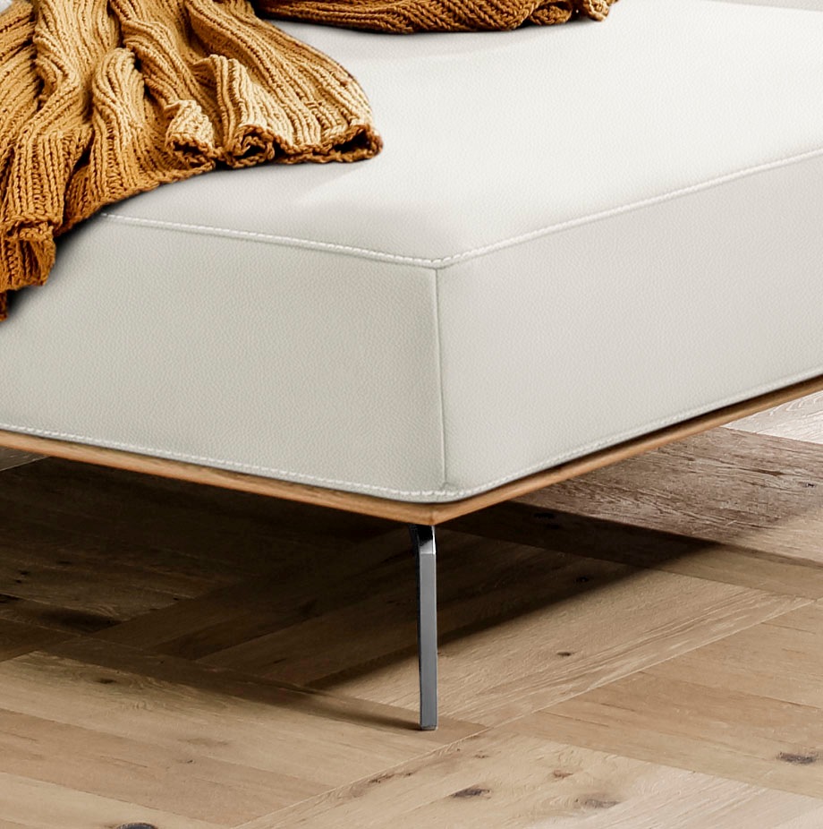 W.SCHILLIG Ecksofa »run, Designsofa, bequem, L-Form«, mit elegantem Holzsockel, Füße in Chrom glänzend, Breite 299 cm