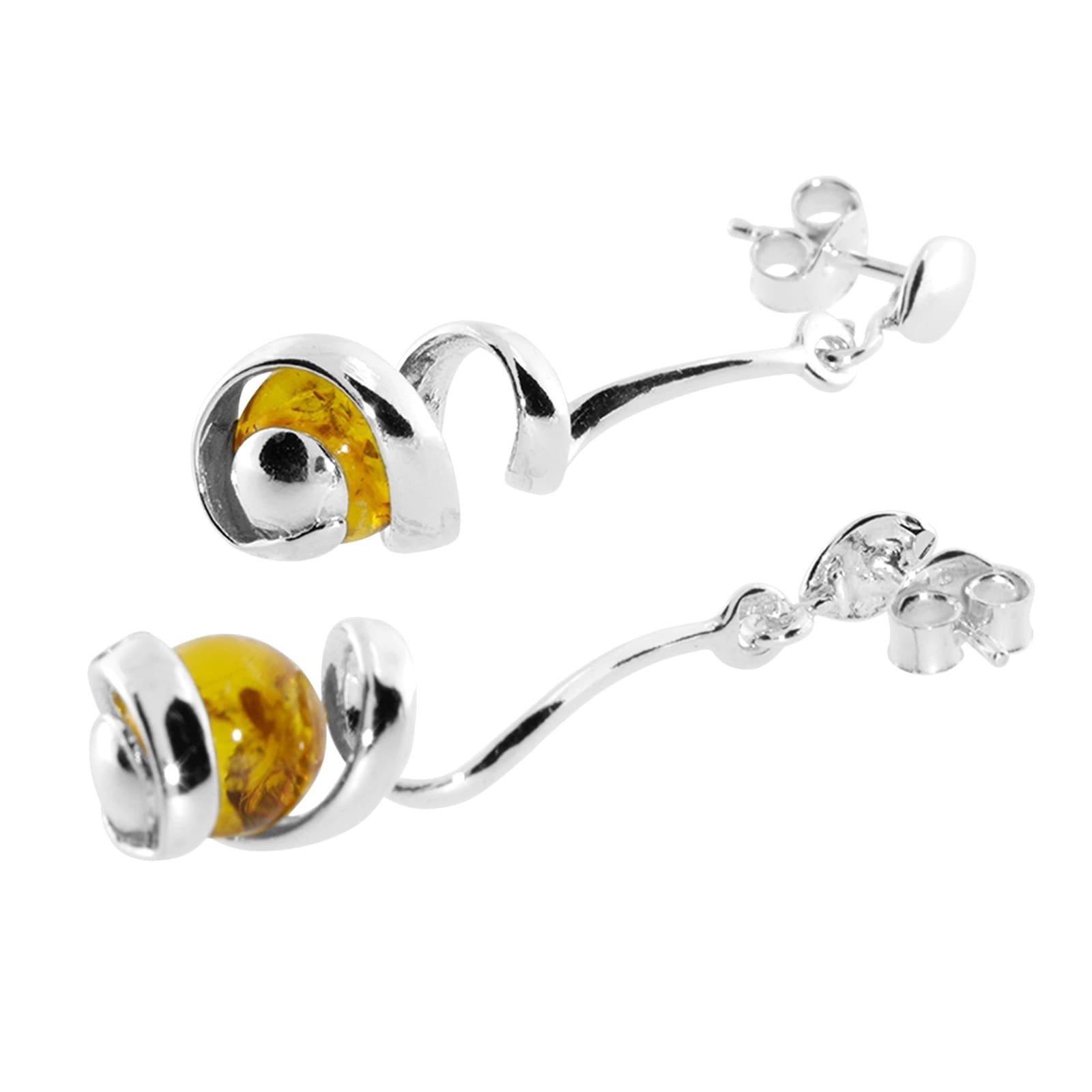 OSTSEE-SCHMUCK Paar Ohrhänger »- Spirale - Silber 925/000 - Bernstein«