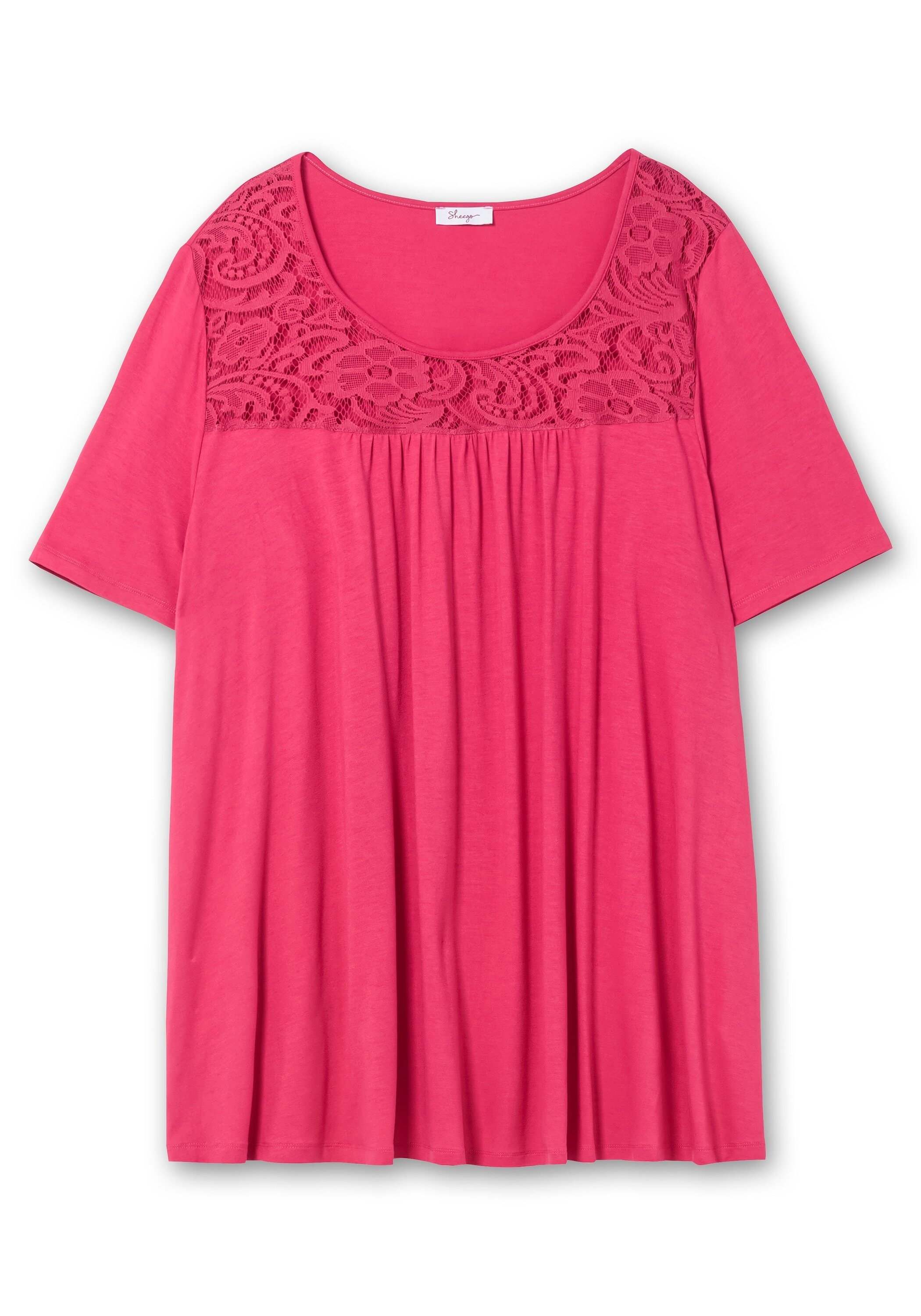Sheego Longshirt »Longshirt mit Spitzenpasse, in A-Linie«