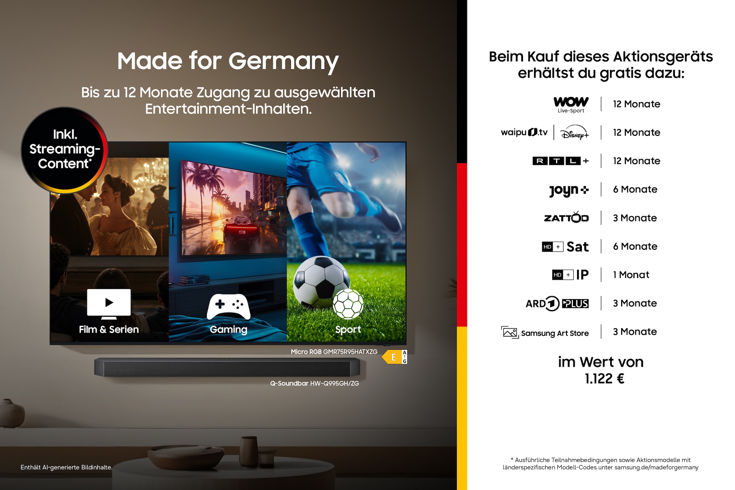 Samsung LCD-LED Fernseher »GMR100R85HU« 252 cm/100 ″ Smart-TV Micro RGB, 100% BT.2020 Farbraum, Motion Xcelerator 144Hz, Dolby Atmos