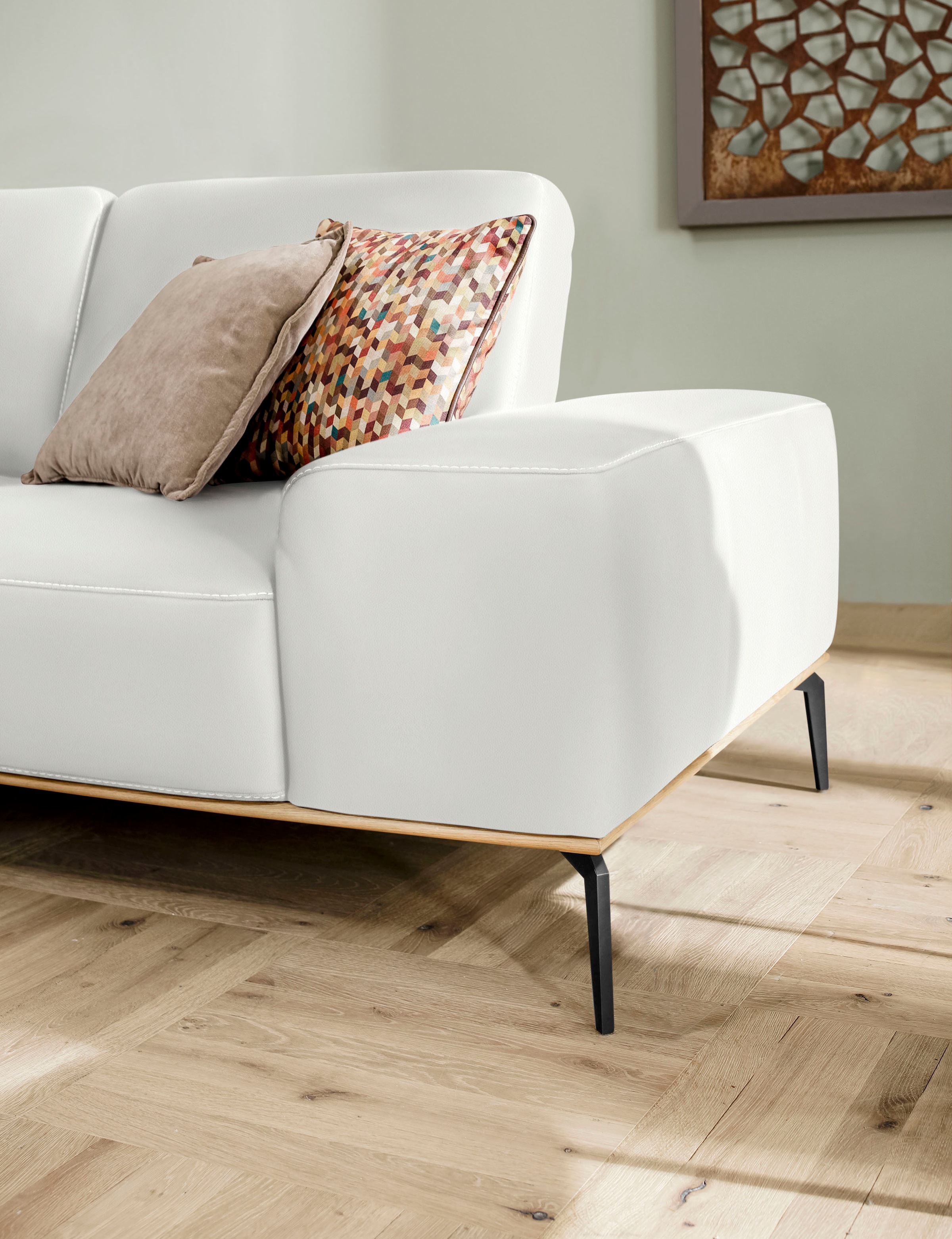 W.SCHILLIG Ecksofa »run, Designsofa mit tollem Sitzkomfort, bequem, L-Form«, mit Holzsockel, Füße in Schwarz pulverbeschichtet, Breite 279 cm
